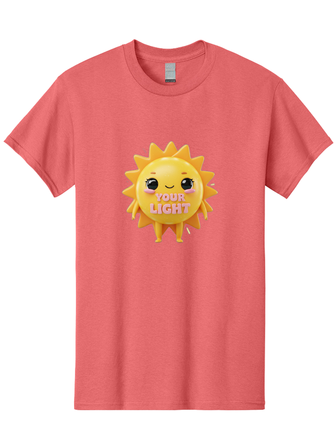 Your-Light Men'S Graphic Tee, 100% Cotton, Comfortable Casual Summer Wear, Machine Washable, Smiling Sun Character, Cute Cartoon Sun, Positive Vibes, Inspirational Quote, Sunshine Illustration, Happy Face, Yellow Sun, Inner Light Bae335