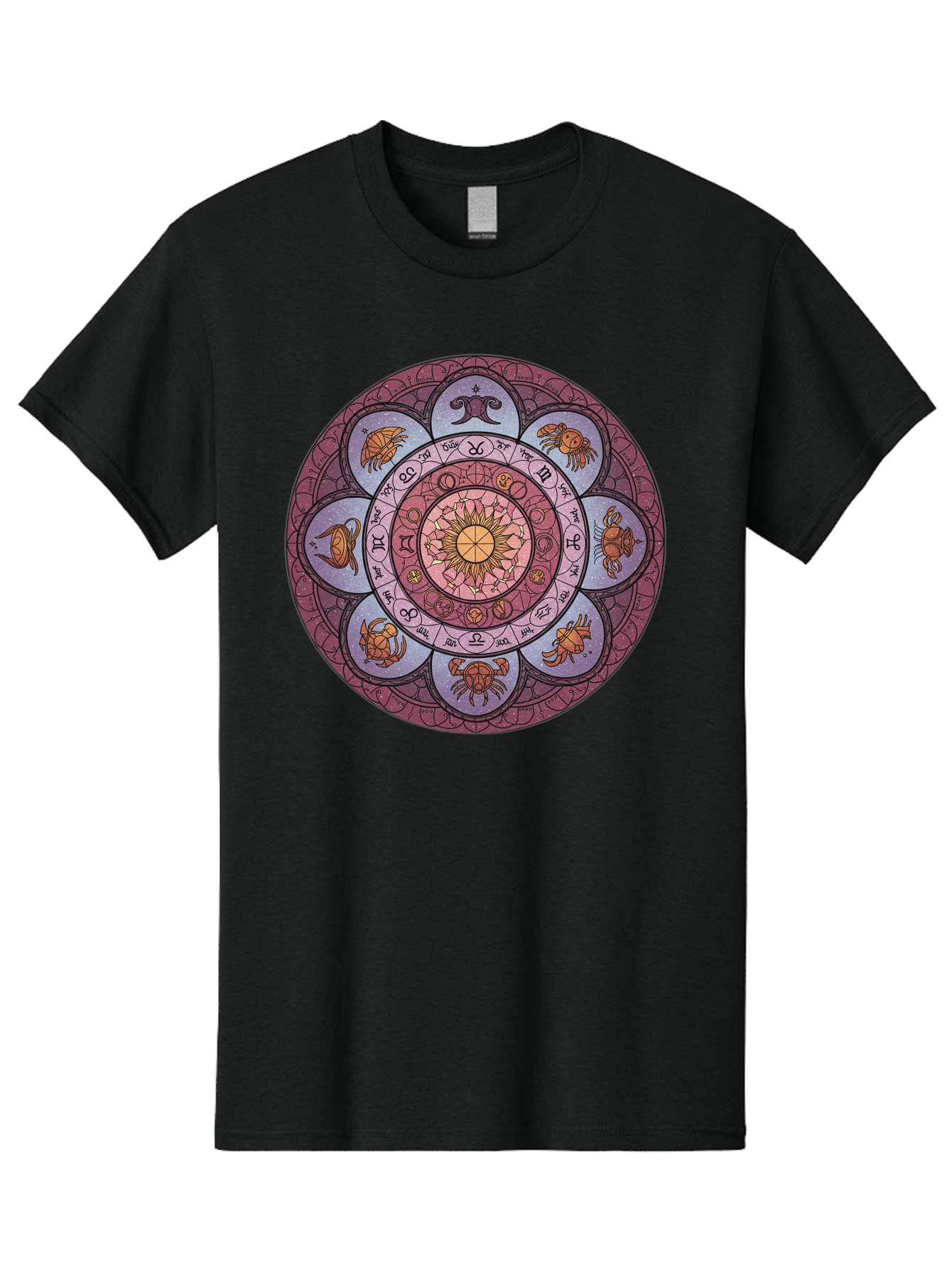 Zodiac-Circle-1 Men'S Graphic Tee, 100% Cotton, Comfortable Casual Summer Wear, Machine Washable, Zodiac Signs, Astrology Symbols, Celestial Wheel, Mandala Design, Spiritual Pattern, Mystical Art, Horoscope Chart, Esoteric Symbolism, Bae336