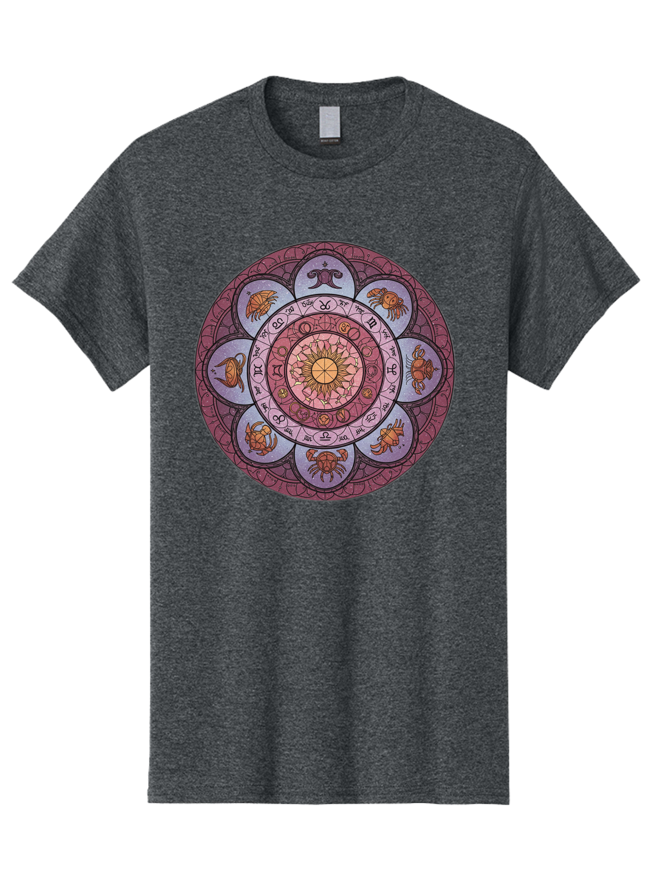 Zodiac-Circle-1 Men'S Graphic Tee, 100% Cotton, Comfortable Casual Summer Wear, Machine Washable, Zodiac Signs, Astrology Symbols, Celestial Wheel, Mandala Design, Spiritual Pattern, Mystical Art, Horoscope Chart, Esoteric Symbolism, Bae336
