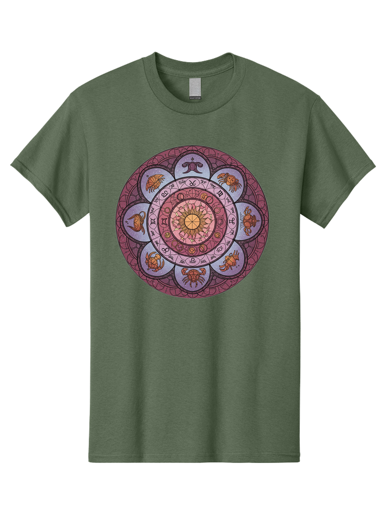 Zodiac-Circle-1 Men'S Graphic Tee, 100% Cotton, Comfortable Casual Summer Wear, Machine Washable, Zodiac Signs, Astrology Symbols, Celestial Wheel, Mandala Design, Spiritual Pattern, Mystical Art, Horoscope Chart, Esoteric Symbolism, Bae336