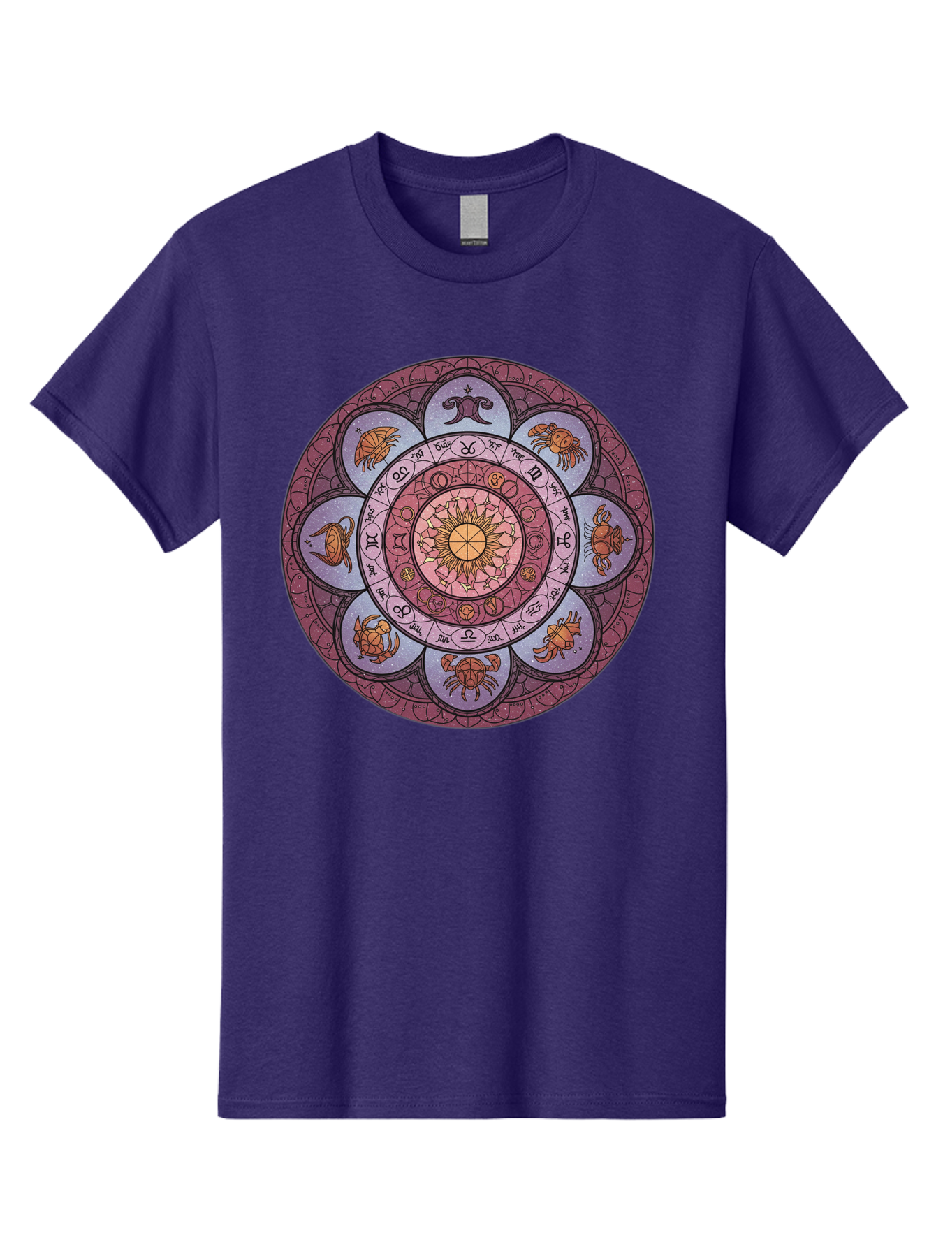 Zodiac-Circle-1 Men'S Graphic Tee, 100% Cotton, Comfortable Casual Summer Wear, Machine Washable, Zodiac Signs, Astrology Symbols, Celestial Wheel, Mandala Design, Spiritual Pattern, Mystical Art, Horoscope Chart, Esoteric Symbolism, Bae336