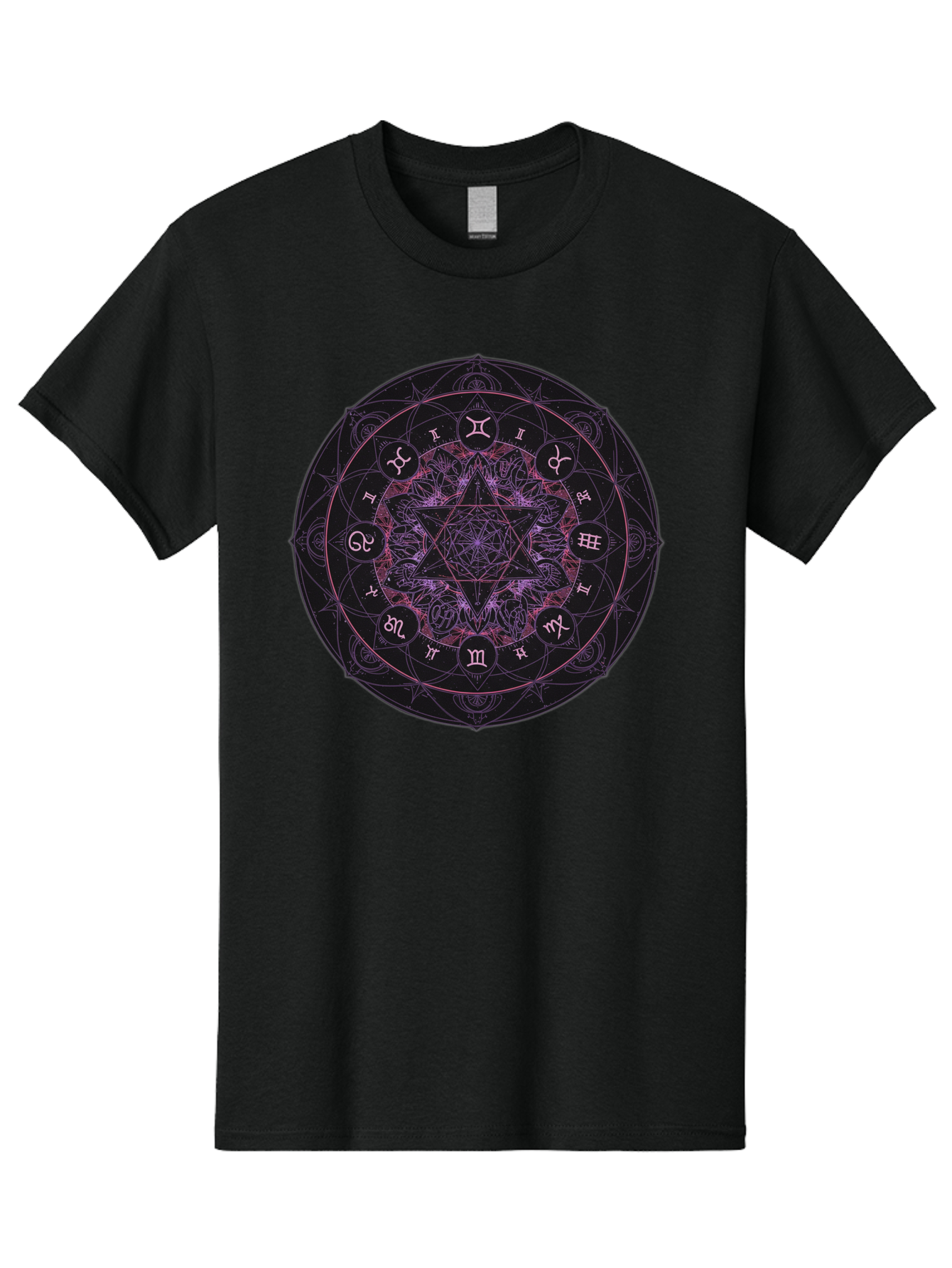 Zodiac-Mandala-1 Men'S Graphic Tee, 100% Cotton, Comfortable Casual Summer Wear, Machine Washable, Kabbalah Symbols, Zodiac Signs, Mystic Mandala, Sacred Geometry, Spiritual Art, Magical Symbols, Esoteric Wheel, Mystical Astrology Bae338
