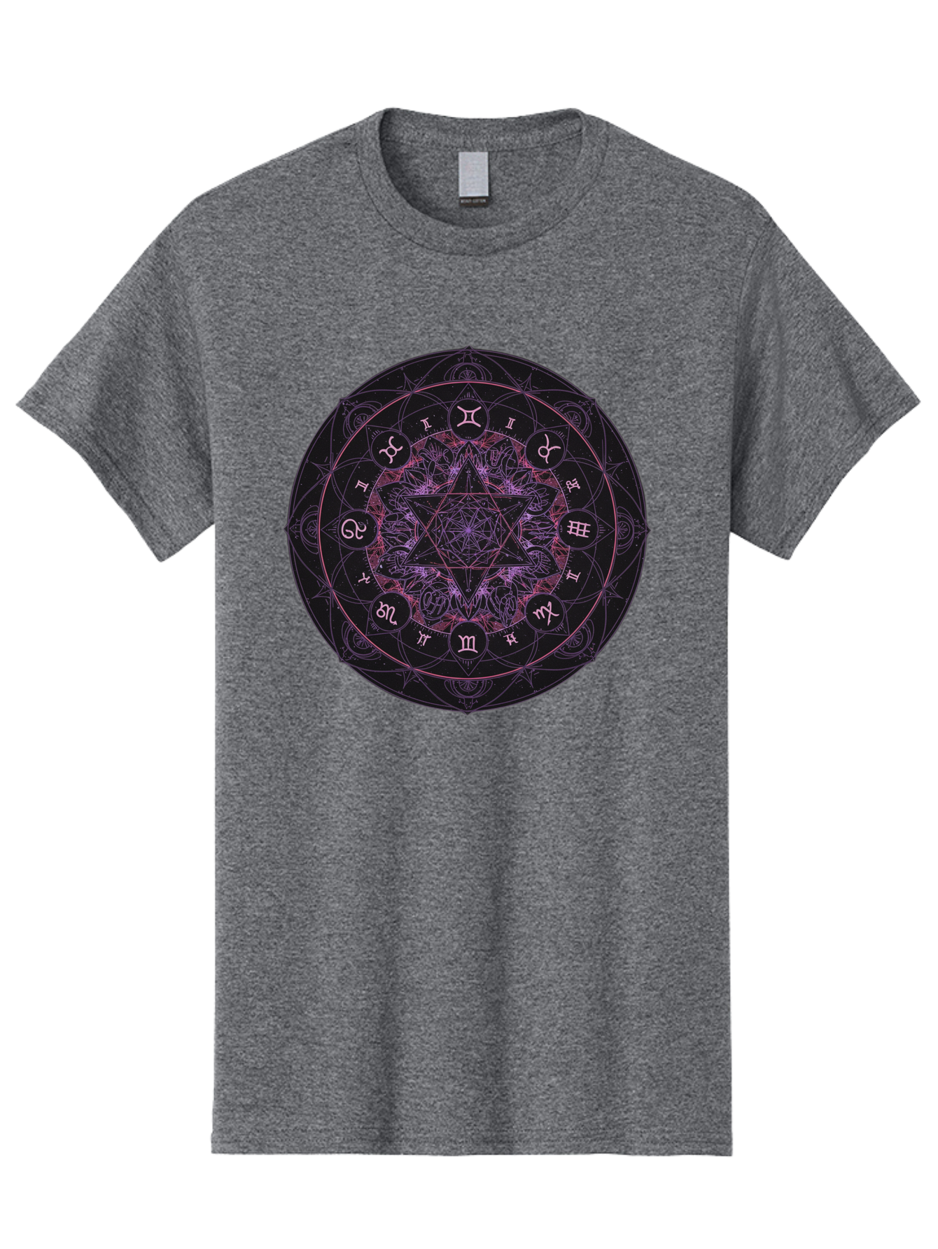 Zodiac-Mandala-1 Men'S Graphic Tee, 100% Cotton, Comfortable Casual Summer Wear, Machine Washable, Kabbalah Symbols, Zodiac Signs, Mystic Mandala, Sacred Geometry, Spiritual Art, Magical Symbols, Esoteric Wheel, Mystical Astrology Bae338