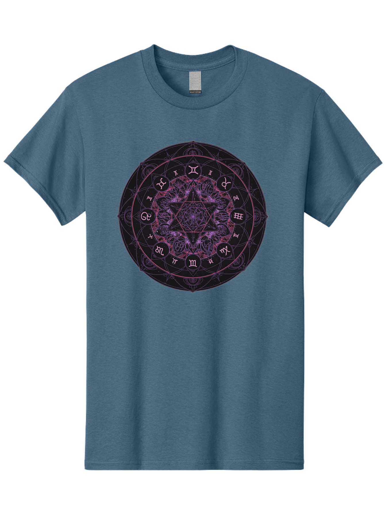 Zodiac-Mandala-1 Men'S Graphic Tee, 100% Cotton, Comfortable Casual Summer Wear, Machine Washable, Kabbalah Symbols, Zodiac Signs, Mystic Mandala, Sacred Geometry, Spiritual Art, Magical Symbols, Esoteric Wheel, Mystical Astrology Bae338