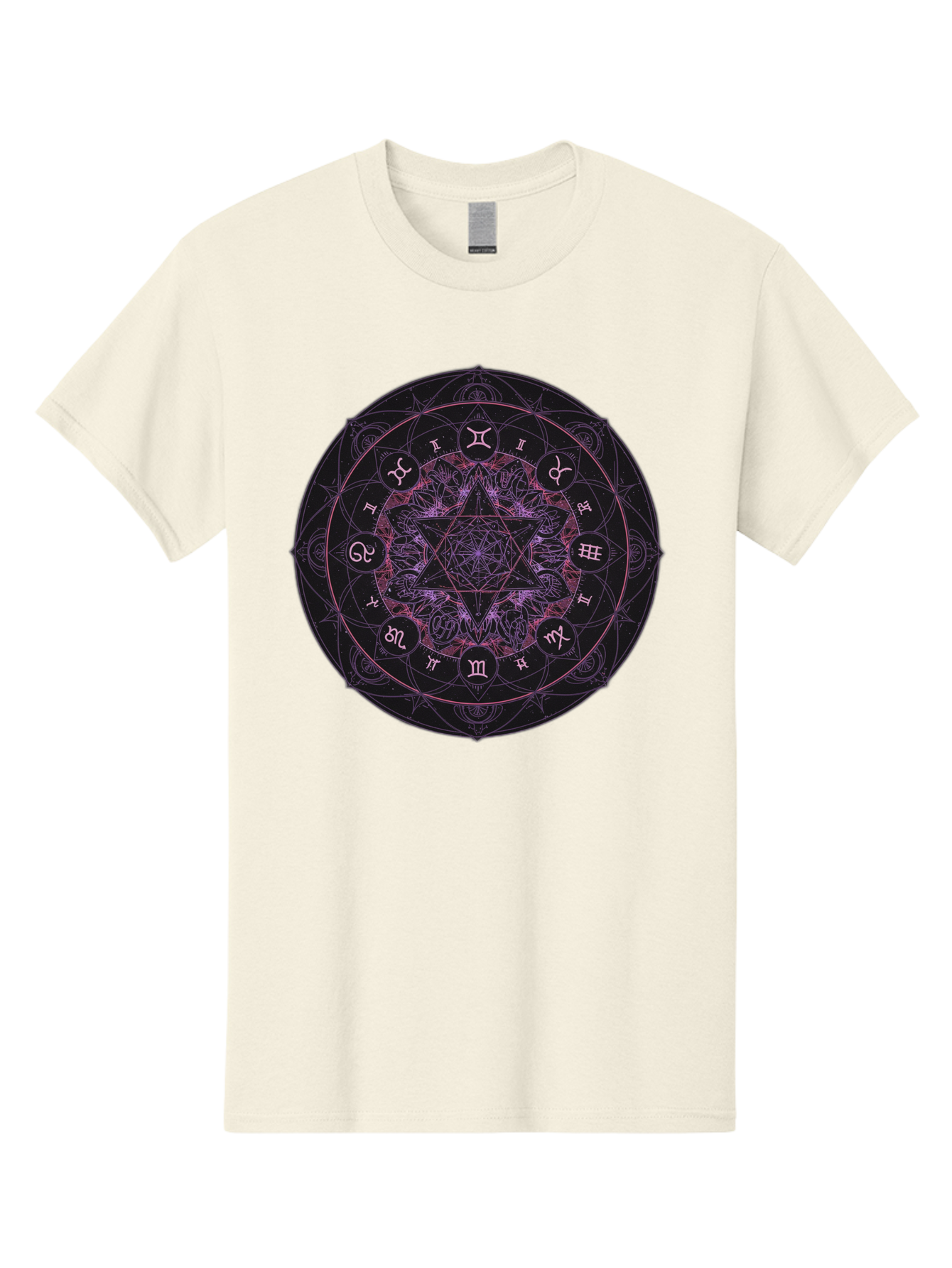 Zodiac-Mandala-1 Men'S Graphic Tee, 100% Cotton, Comfortable Casual Summer Wear, Machine Washable, Kabbalah Symbols, Zodiac Signs, Mystic Mandala, Sacred Geometry, Spiritual Art, Magical Symbols, Esoteric Wheel, Mystical Astrology Bae338
