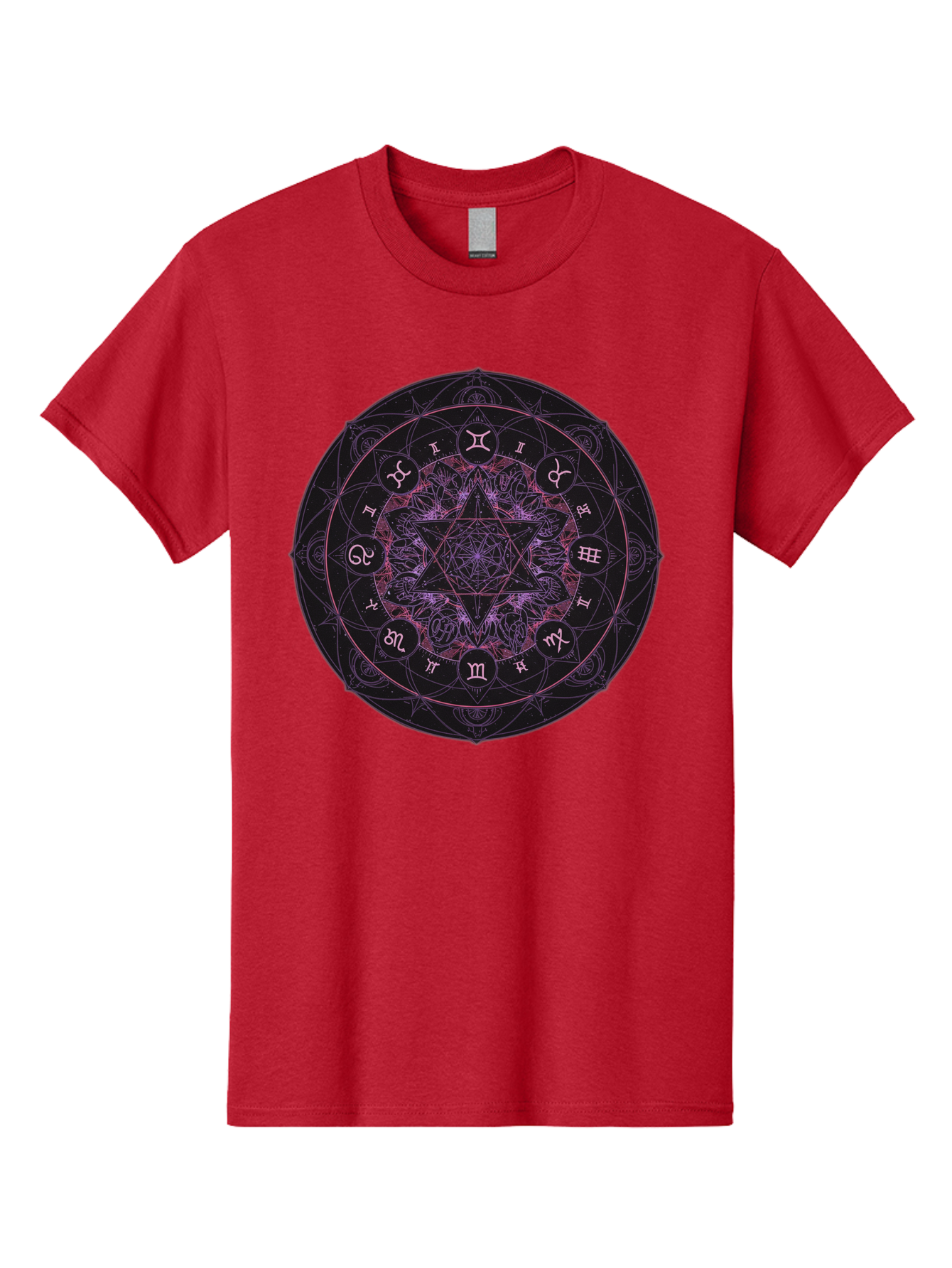 Zodiac-Mandala-1 Men'S Graphic Tee, 100% Cotton, Comfortable Casual Summer Wear, Machine Washable, Kabbalah Symbols, Zodiac Signs, Mystic Mandala, Sacred Geometry, Spiritual Art, Magical Symbols, Esoteric Wheel, Mystical Astrology Bae338