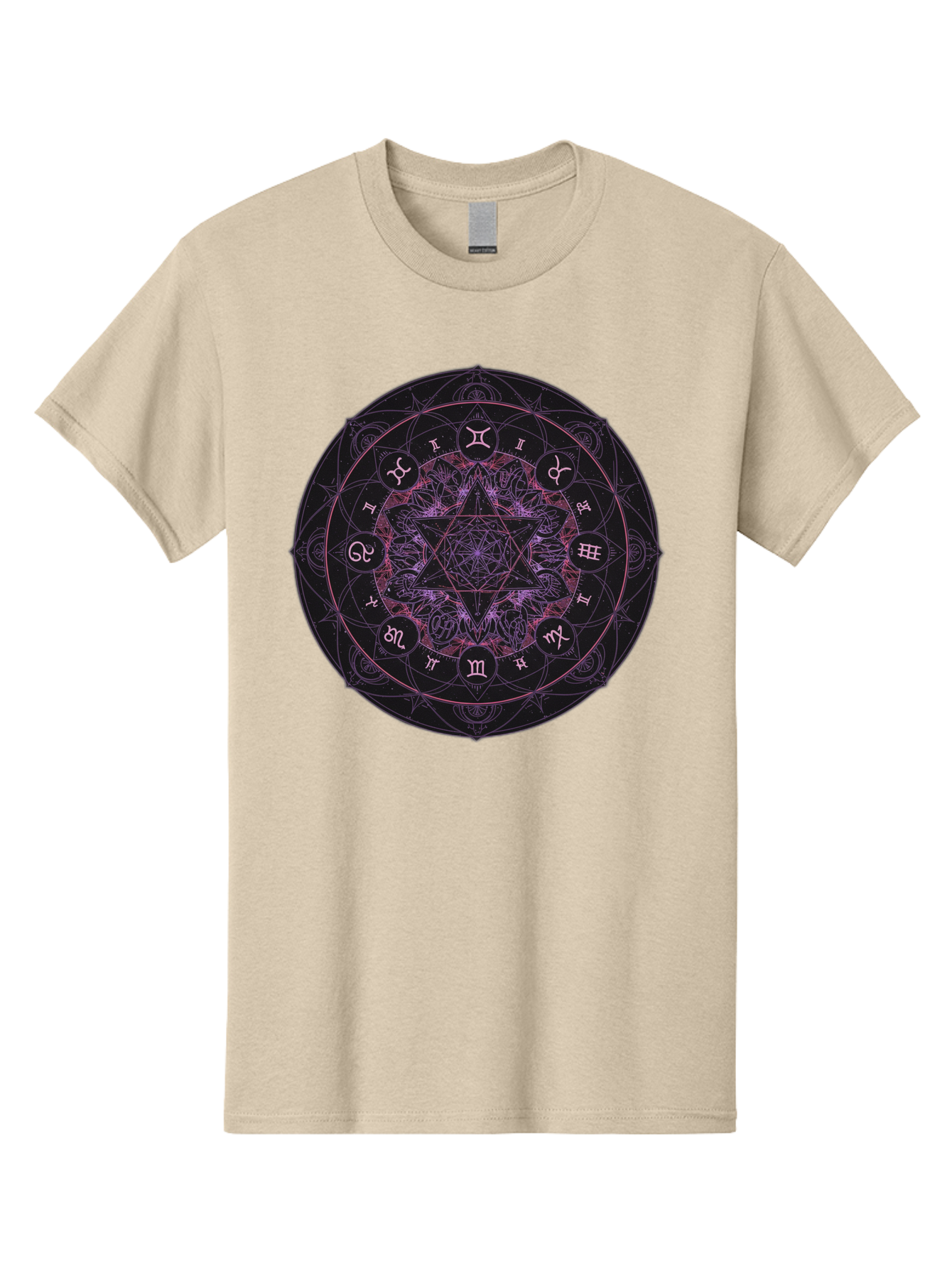 Zodiac-Mandala-1 Men'S Graphic Tee, 100% Cotton, Comfortable Casual Summer Wear, Machine Washable, Kabbalah Symbols, Zodiac Signs, Mystic Mandala, Sacred Geometry, Spiritual Art, Magical Symbols, Esoteric Wheel, Mystical Astrology Bae338
