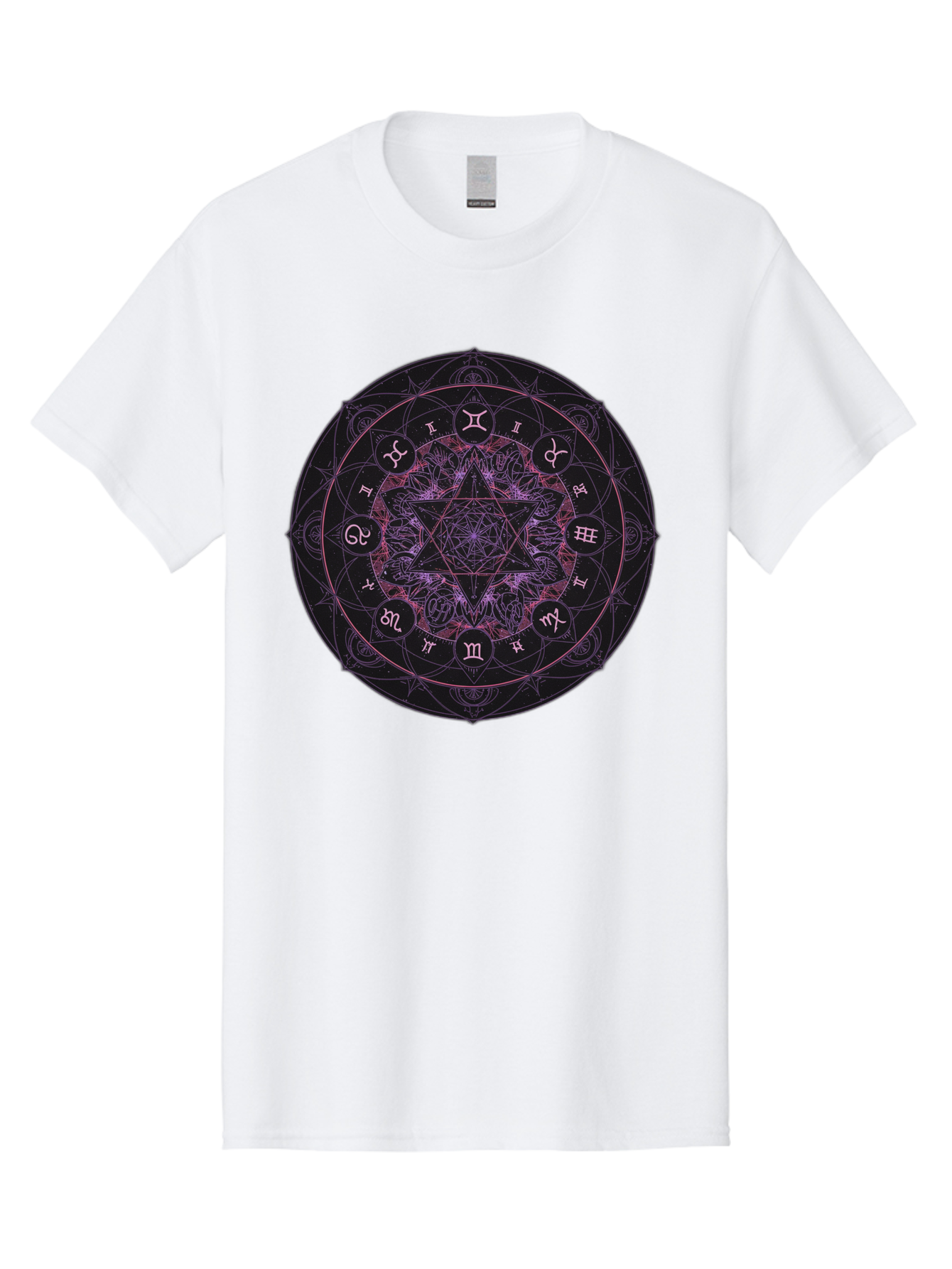 Zodiac-Mandala-1 Men'S Graphic Tee, 100% Cotton, Comfortable Casual Summer Wear, Machine Washable, Kabbalah Symbols, Zodiac Signs, Mystic Mandala, Sacred Geometry, Spiritual Art, Magical Symbols, Esoteric Wheel, Mystical Astrology Bae338
