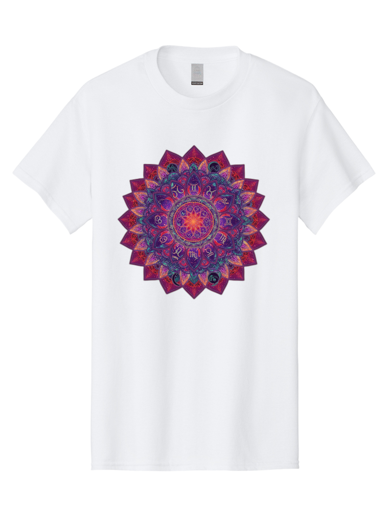 Zodiac-Mandala-2 Men'S Graphic Tee, 100% Cotton, Comfortable Casual Summer Wear, Machine Washable, Zodiac Signs, Astrology Symbols, Mandala Art, Spiritual Design, Mystical Patterns, Colorful Mandala, Intricate Details, Symbolic Representation, Bae339