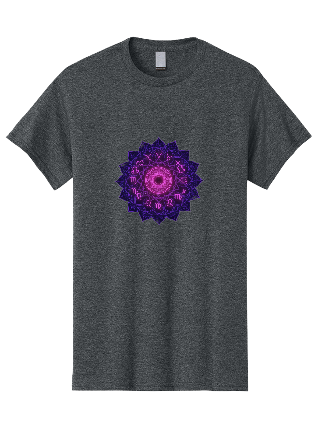 Zodiac-Mandala Men'S Graphic Tee, 100% Cotton, Comfortable Casual Summer Wear, Machine Washable, Zodiac Signs, Astrology Symbols, Mystical Art, Spiritual Design, Mandala Pattern, Purple And Pink Hues, Symbolic Representation, Horoscope Signs Bae340