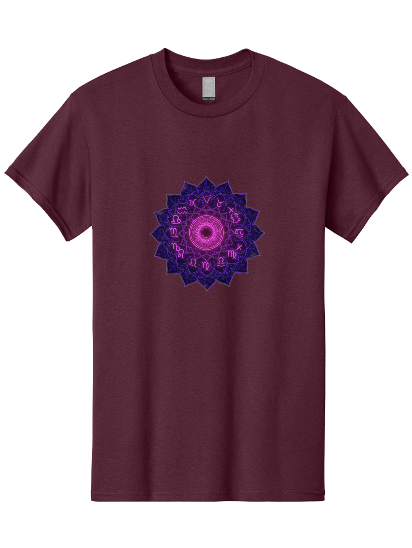 Zodiac-Mandala Men'S Graphic Tee, 100% Cotton, Comfortable Casual Summer Wear, Machine Washable, Zodiac Signs, Astrology Symbols, Mystical Art, Spiritual Design, Mandala Pattern, Purple And Pink Hues, Symbolic Representation, Horoscope Signs Bae340