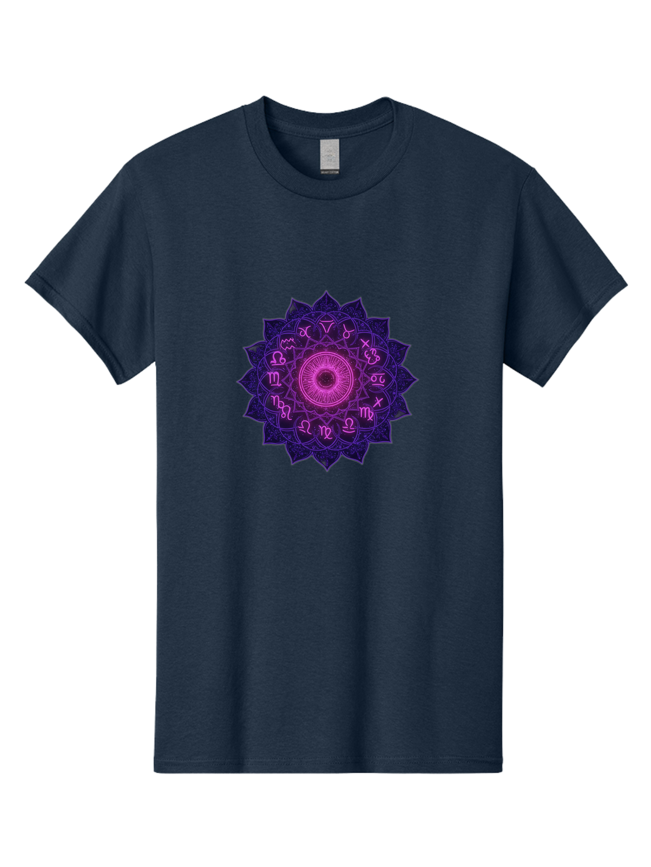 Zodiac-Mandala Men'S Graphic Tee, 100% Cotton, Comfortable Casual Summer Wear, Machine Washable, Zodiac Signs, Astrology Symbols, Mystical Art, Spiritual Design, Mandala Pattern, Purple And Pink Hues, Symbolic Representation, Horoscope Signs Bae340