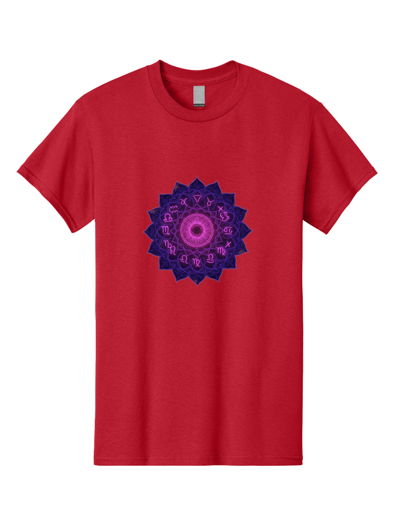 Zodiac-Mandala Men'S Graphic Tee, 100% Cotton, Comfortable Casual Summer Wear, Machine Washable, Zodiac Signs, Astrology Symbols, Mystical Art, Spiritual Design, Mandala Pattern, Purple And Pink Hues, Symbolic Representation, Horoscope Signs Bae340