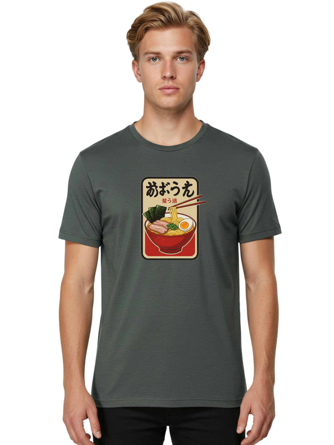 Abura-Soba Men'S Graphic Tee, 100% Cotton, Comfortable Casual Summer Wear, Machine Washable, Abura Soba, Japanese Noodle Dish, Dry Ramen, Boiled Egg, Seaweed, Pork Slices, Chopsticks, Asian Cuisine, Noodle Bowl Bae348