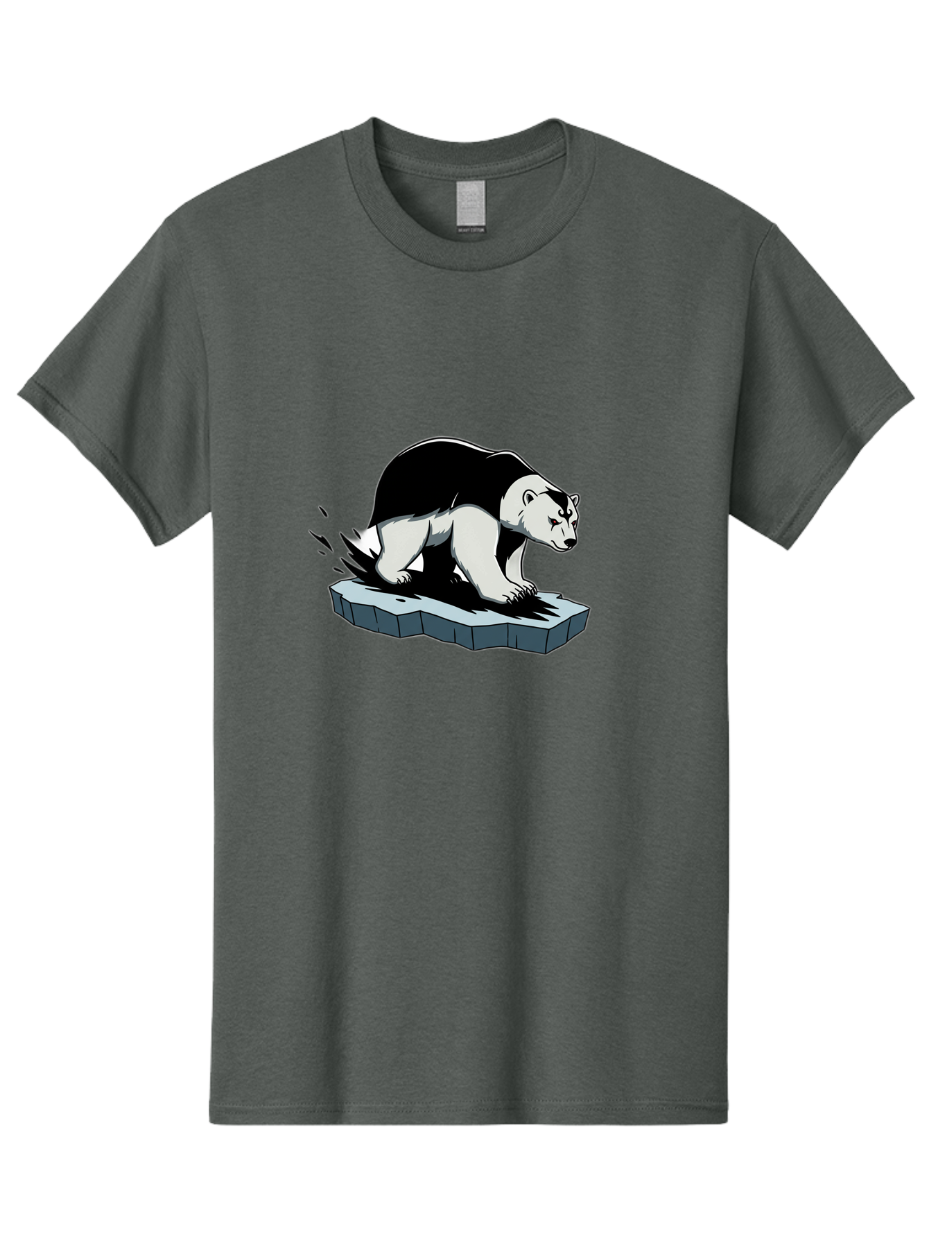 Aggressive-Panda Men'S Graphic Tee, 100% Cotton, Comfortable Casual Summer Wear, Machine Washable, Panda On A Rock, Panda Bear, Black And White, Cartoon Style, Dynamic Movement, Wildlife, Animated Character, Stone Platform Bae349