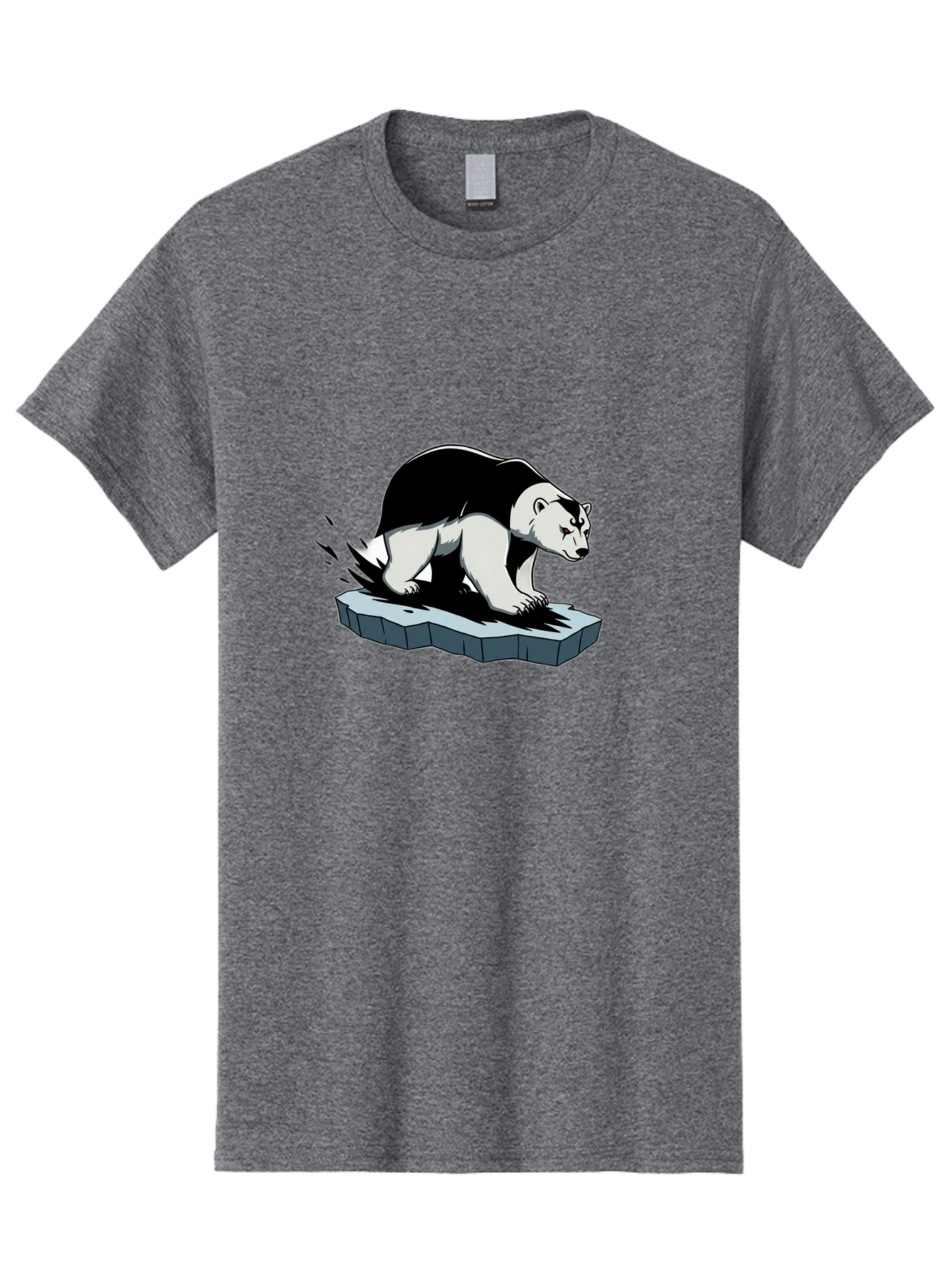 Aggressive-Panda Men'S Graphic Tee, 100% Cotton, Comfortable Casual Summer Wear, Machine Washable, Panda On A Rock, Panda Bear, Black And White, Cartoon Style, Dynamic Movement, Wildlife, Animated Character, Stone Platform Bae349