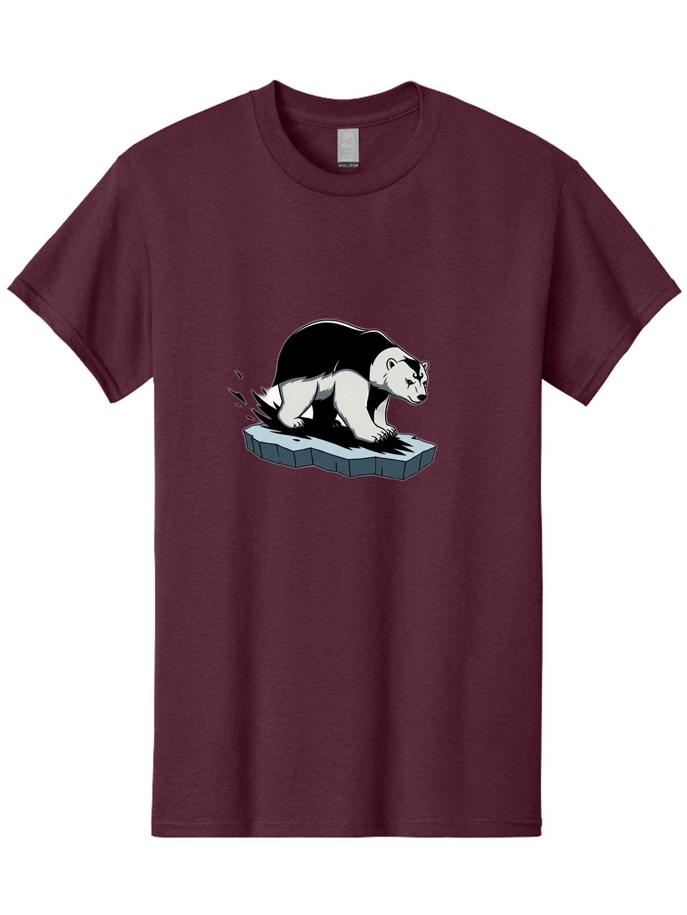Aggressive-Panda Men'S Graphic Tee, 100% Cotton, Comfortable Casual Summer Wear, Machine Washable, Panda On A Rock, Panda Bear, Black And White, Cartoon Style, Dynamic Movement, Wildlife, Animated Character, Stone Platform Bae349