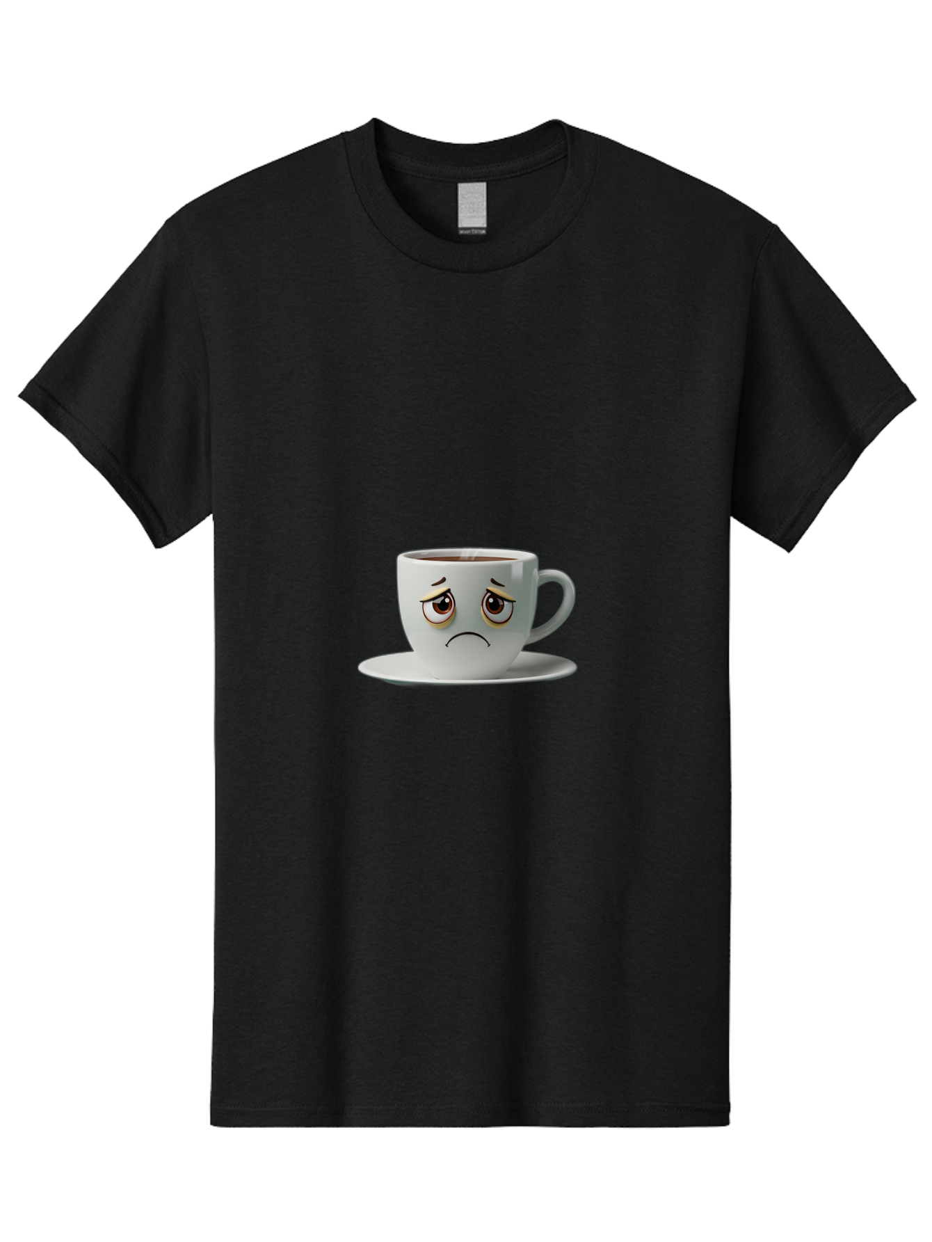 Angry-Coffee-Cup-1 Men'S Graphic Tee, 100% Cotton, Comfortable Casual Summer Wear, Machine Washable, Angry Face On Coffee Cup, Frowning Coffee Mug, Upset Coffee, Displeased Facial Expression, Sad Coffee Cup, Grumpy Coffee Bae350