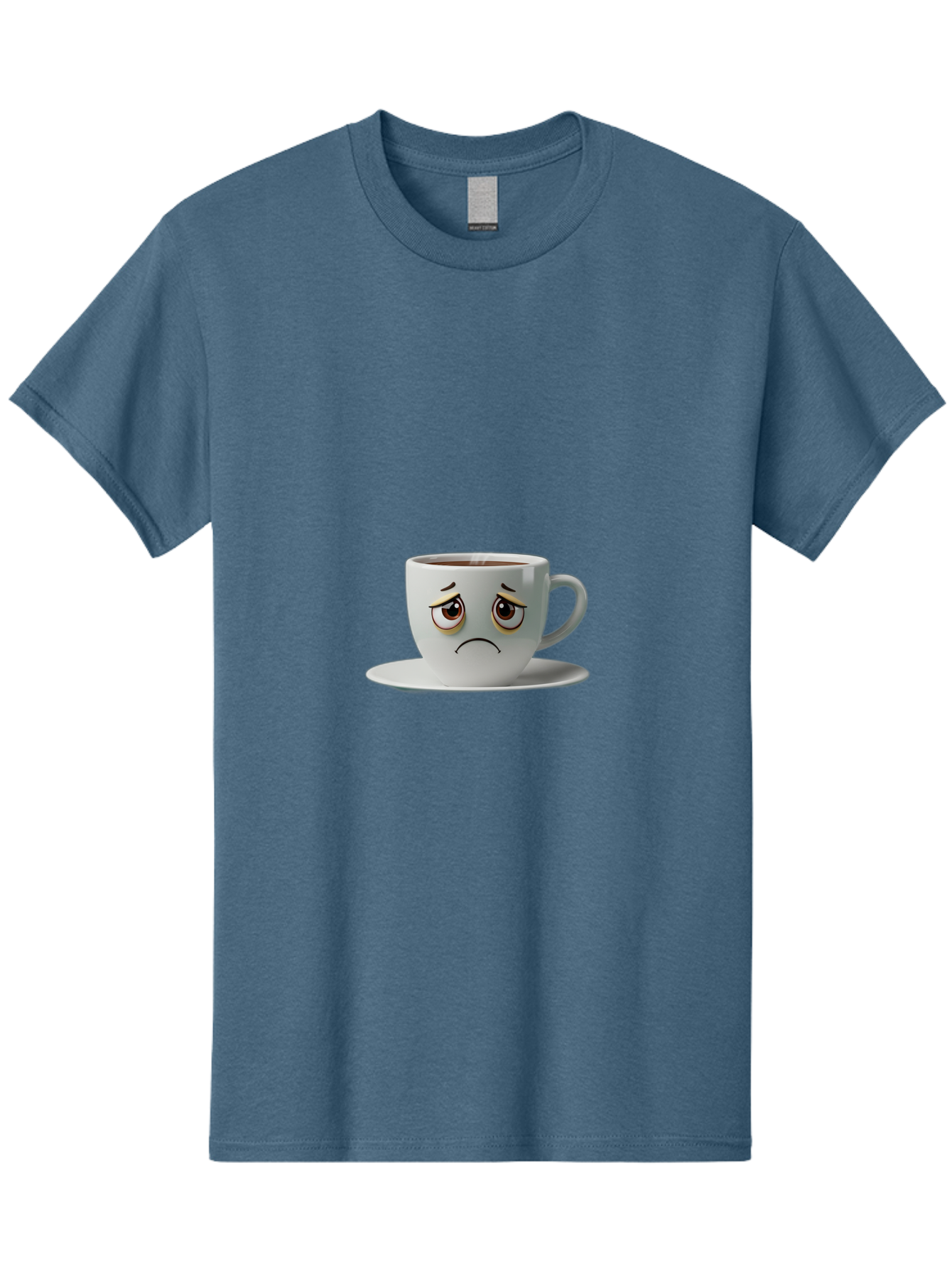 Angry-Coffee-Cup-1 Men'S Graphic Tee, 100% Cotton, Comfortable Casual Summer Wear, Machine Washable, Angry Face On Coffee Cup, Frowning Coffee Mug, Upset Coffee, Displeased Facial Expression, Sad Coffee Cup, Grumpy Coffee Bae350