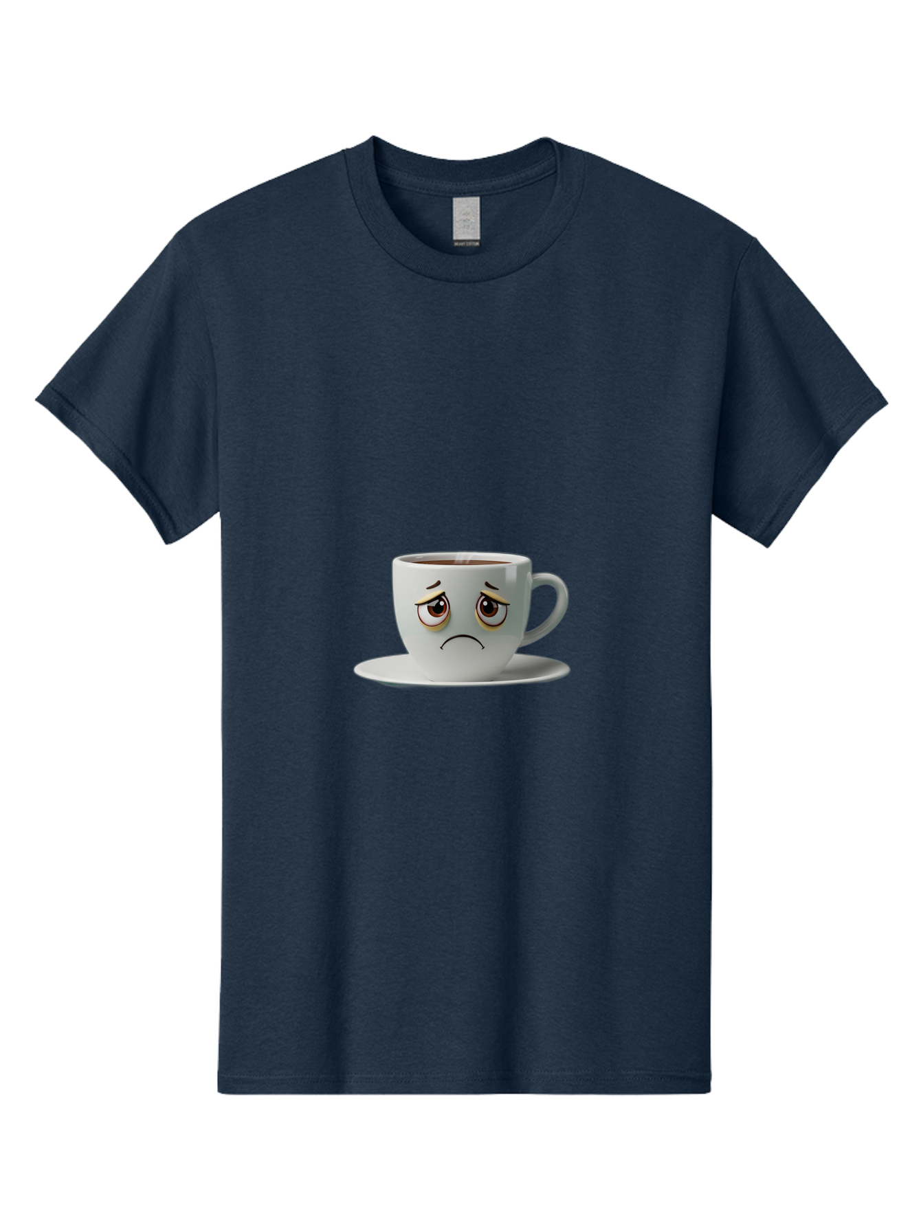 Angry-Coffee-Cup-1 Men'S Graphic Tee, 100% Cotton, Comfortable Casual Summer Wear, Machine Washable, Angry Face On Coffee Cup, Frowning Coffee Mug, Upset Coffee, Displeased Facial Expression, Sad Coffee Cup, Grumpy Coffee Bae350