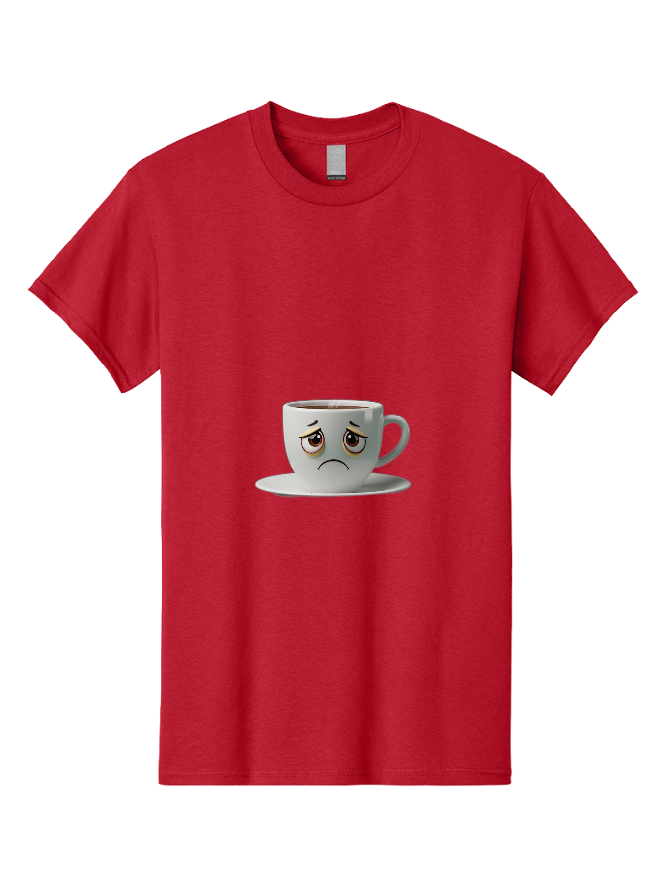Angry-Coffee-Cup-1 Men'S Graphic Tee, 100% Cotton, Comfortable Casual Summer Wear, Machine Washable, Angry Face On Coffee Cup, Frowning Coffee Mug, Upset Coffee, Displeased Facial Expression, Sad Coffee Cup, Grumpy Coffee Bae350