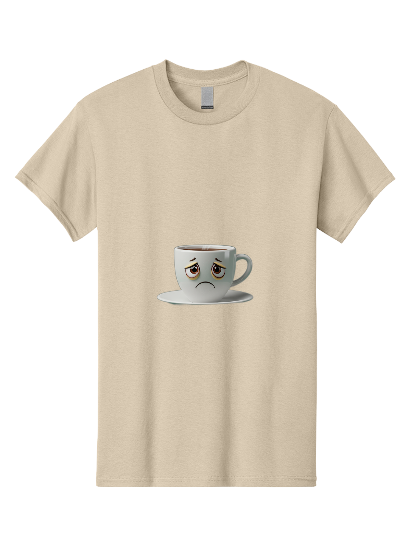 Angry-Coffee-Cup-1 Men'S Graphic Tee, 100% Cotton, Comfortable Casual Summer Wear, Machine Washable, Angry Face On Coffee Cup, Frowning Coffee Mug, Upset Coffee, Displeased Facial Expression, Sad Coffee Cup, Grumpy Coffee Bae350