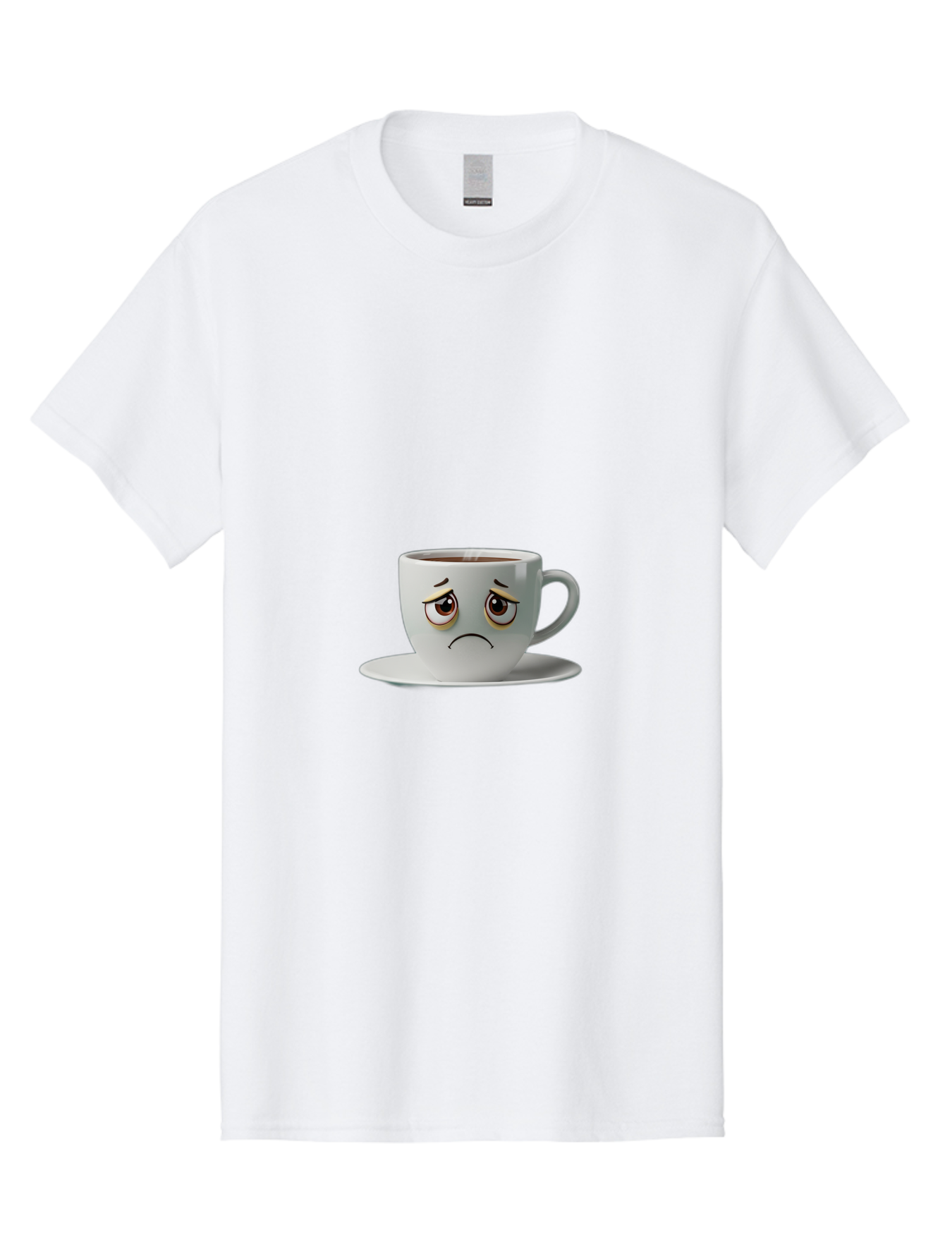 Angry-Coffee-Cup-1 Men'S Graphic Tee, 100% Cotton, Comfortable Casual Summer Wear, Machine Washable, Angry Face On Coffee Cup, Frowning Coffee Mug, Upset Coffee, Displeased Facial Expression, Sad Coffee Cup, Grumpy Coffee Bae350