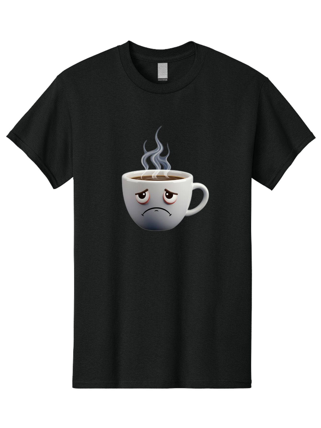 Angry-Coffee-Cup-2 Men'S Graphic Tee, 100% Cotton, Comfortable Casual Summer Wear, Machine Washable, Angry Coffee Cup, Sad Face, Steaming Coffee, Upset Emoji, Grumpy Character, Frowning Mug, Coffee Drama, Bitter Coffee Bae351