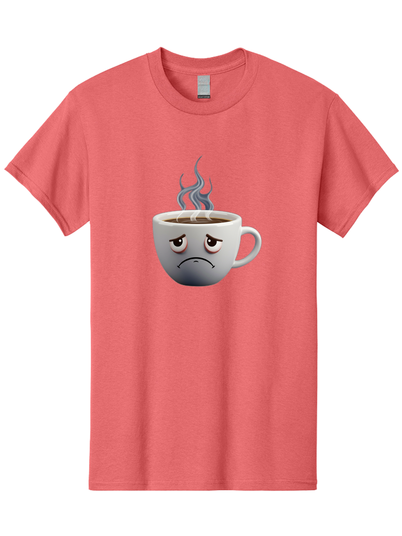Angry-Coffee-Cup-2 Men'S Graphic Tee, 100% Cotton, Comfortable Casual Summer Wear, Machine Washable, Angry Coffee Cup, Sad Face, Steaming Coffee, Upset Emoji, Grumpy Character, Frowning Mug, Coffee Drama, Bitter Coffee Bae351