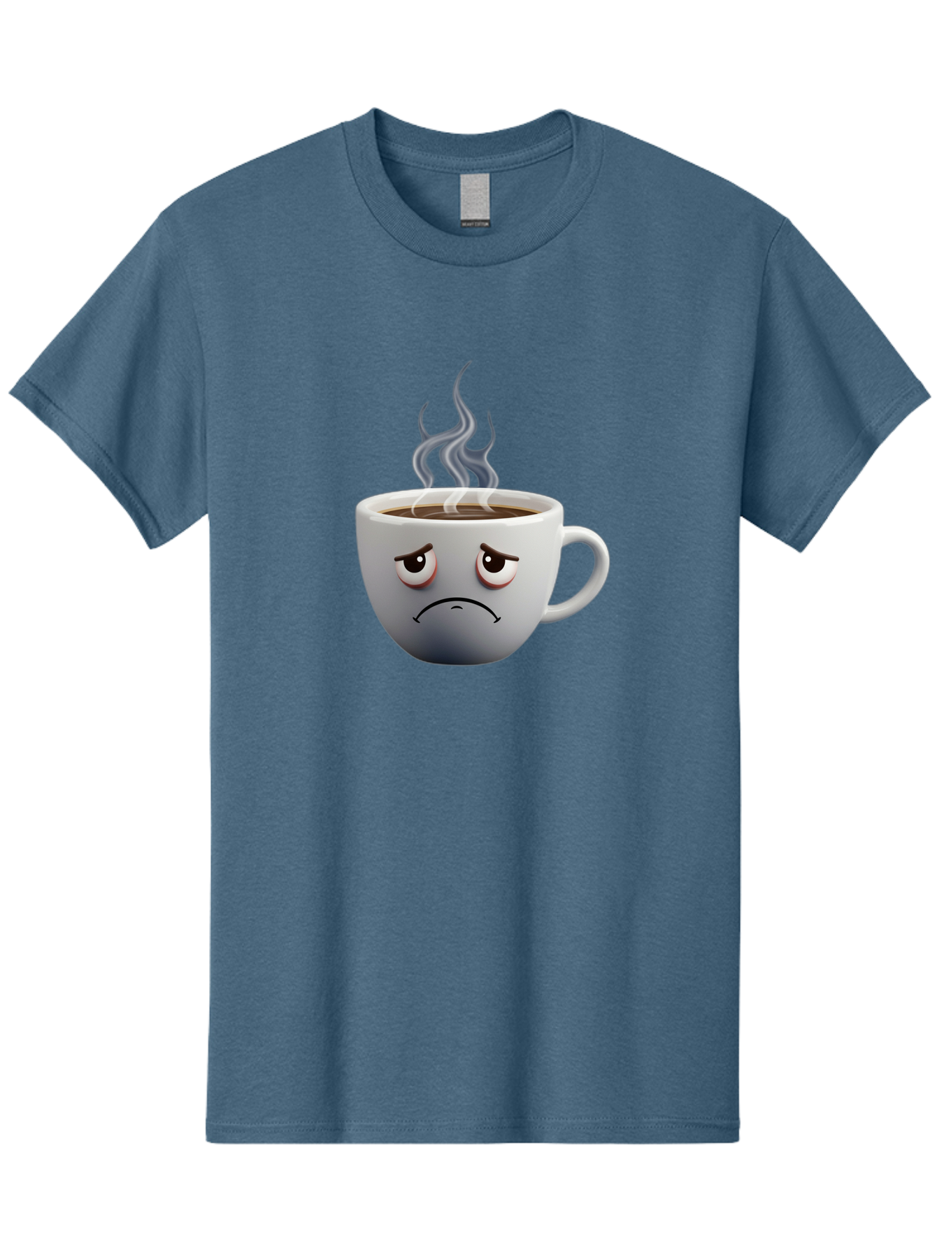 Angry-Coffee-Cup-2 Men'S Graphic Tee, 100% Cotton, Comfortable Casual Summer Wear, Machine Washable, Angry Coffee Cup, Sad Face, Steaming Coffee, Upset Emoji, Grumpy Character, Frowning Mug, Coffee Drama, Bitter Coffee Bae351