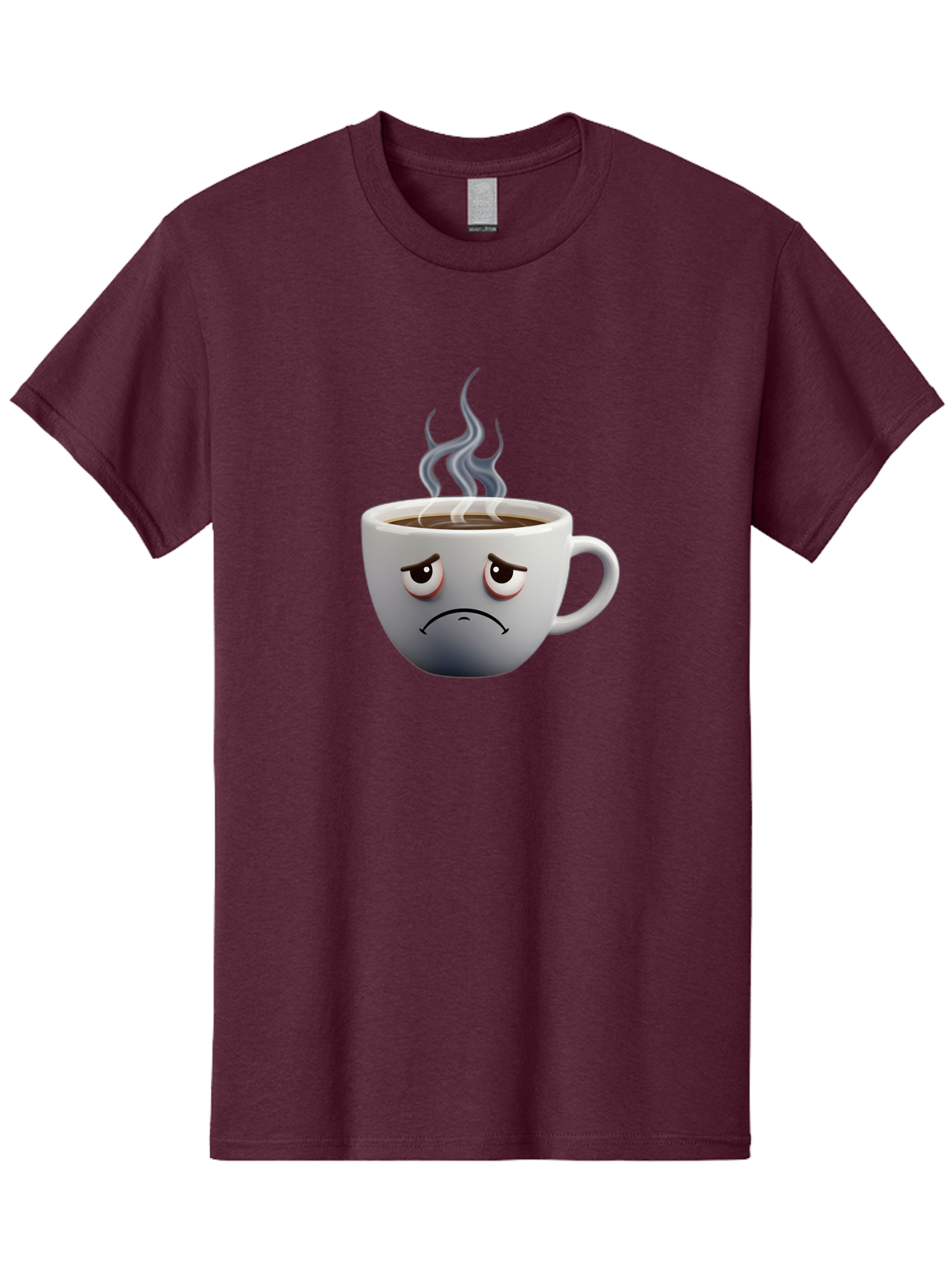Angry-Coffee-Cup-2 Men'S Graphic Tee, 100% Cotton, Comfortable Casual Summer Wear, Machine Washable, Angry Coffee Cup, Sad Face, Steaming Coffee, Upset Emoji, Grumpy Character, Frowning Mug, Coffee Drama, Bitter Coffee Bae351