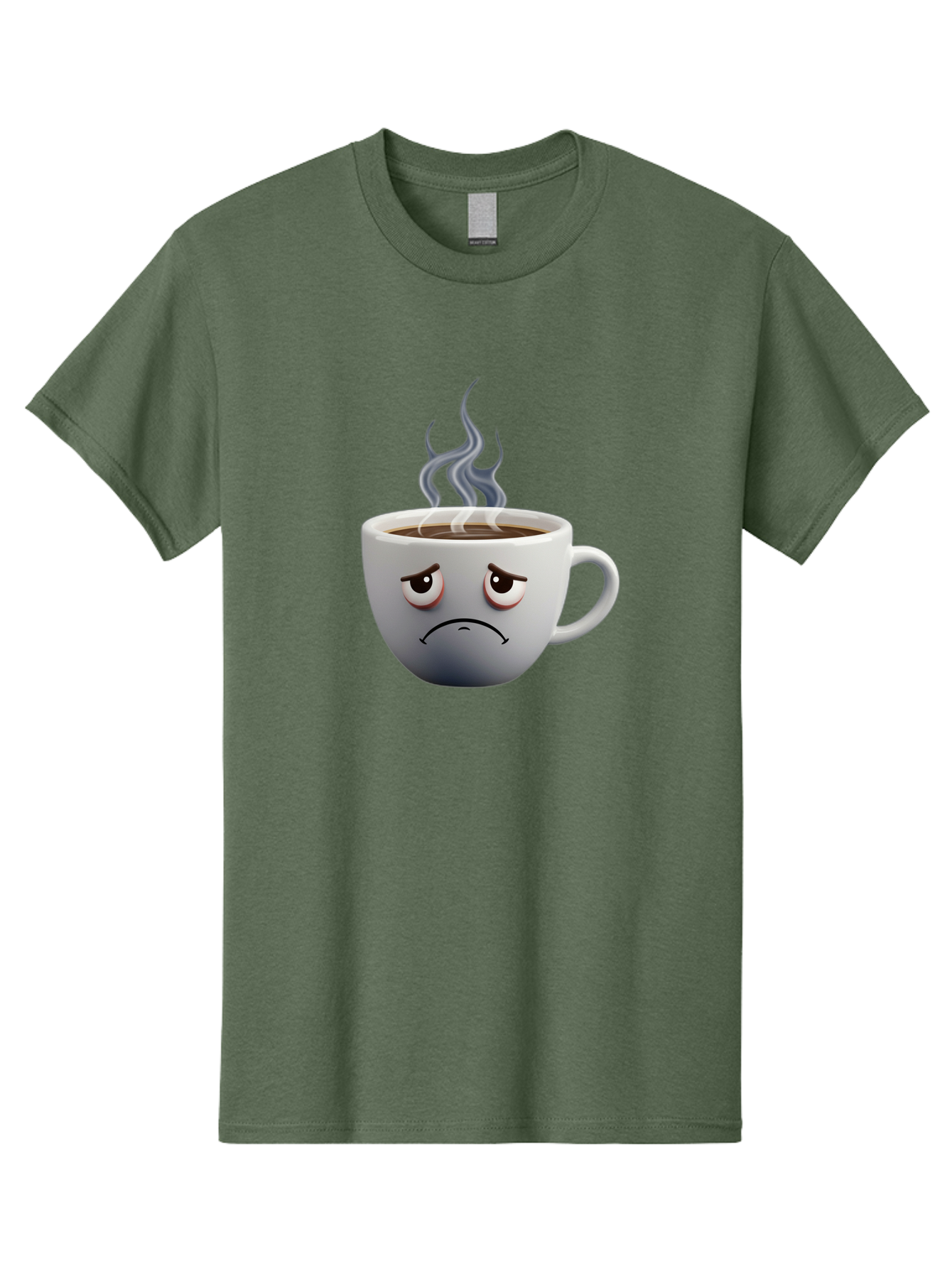 Angry-Coffee-Cup-2 Men'S Graphic Tee, 100% Cotton, Comfortable Casual Summer Wear, Machine Washable, Angry Coffee Cup, Sad Face, Steaming Coffee, Upset Emoji, Grumpy Character, Frowning Mug, Coffee Drama, Bitter Coffee Bae351