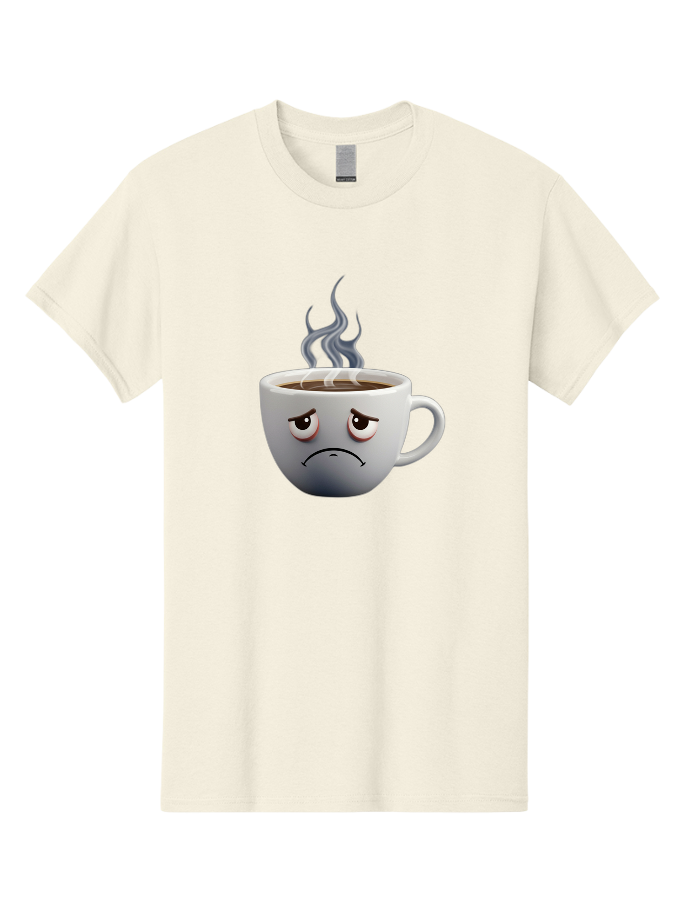 Angry-Coffee-Cup-2 Men'S Graphic Tee, 100% Cotton, Comfortable Casual Summer Wear, Machine Washable, Angry Coffee Cup, Sad Face, Steaming Coffee, Upset Emoji, Grumpy Character, Frowning Mug, Coffee Drama, Bitter Coffee Bae351