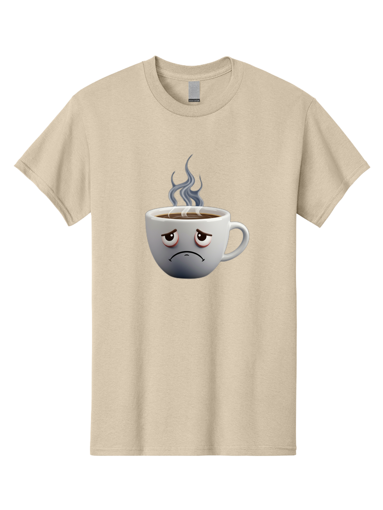 Angry-Coffee-Cup-2 Men'S Graphic Tee, 100% Cotton, Comfortable Casual Summer Wear, Machine Washable, Angry Coffee Cup, Sad Face, Steaming Coffee, Upset Emoji, Grumpy Character, Frowning Mug, Coffee Drama, Bitter Coffee Bae351