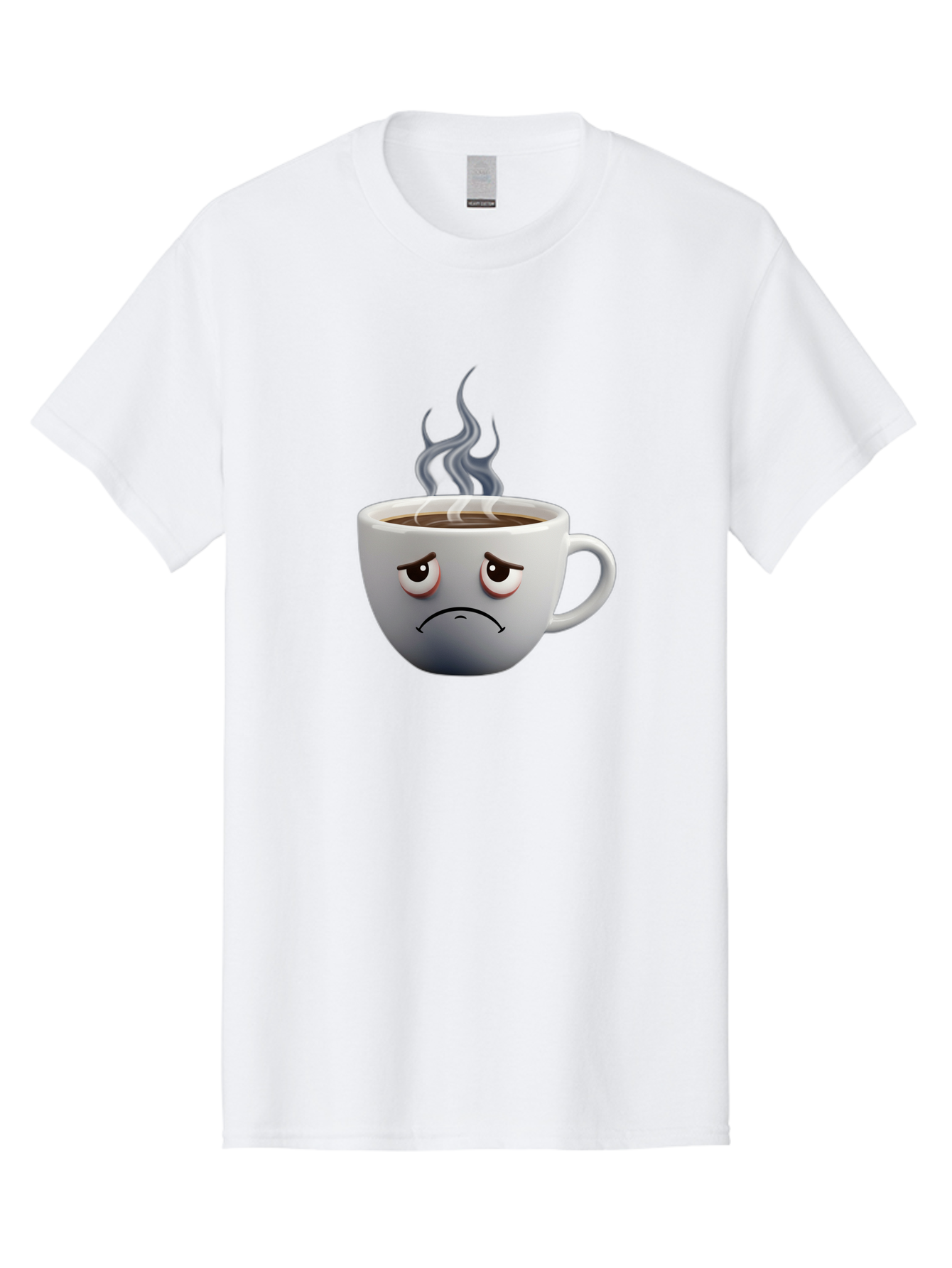 Angry-Coffee-Cup-2 Men'S Graphic Tee, 100% Cotton, Comfortable Casual Summer Wear, Machine Washable, Angry Coffee Cup, Sad Face, Steaming Coffee, Upset Emoji, Grumpy Character, Frowning Mug, Coffee Drama, Bitter Coffee Bae351