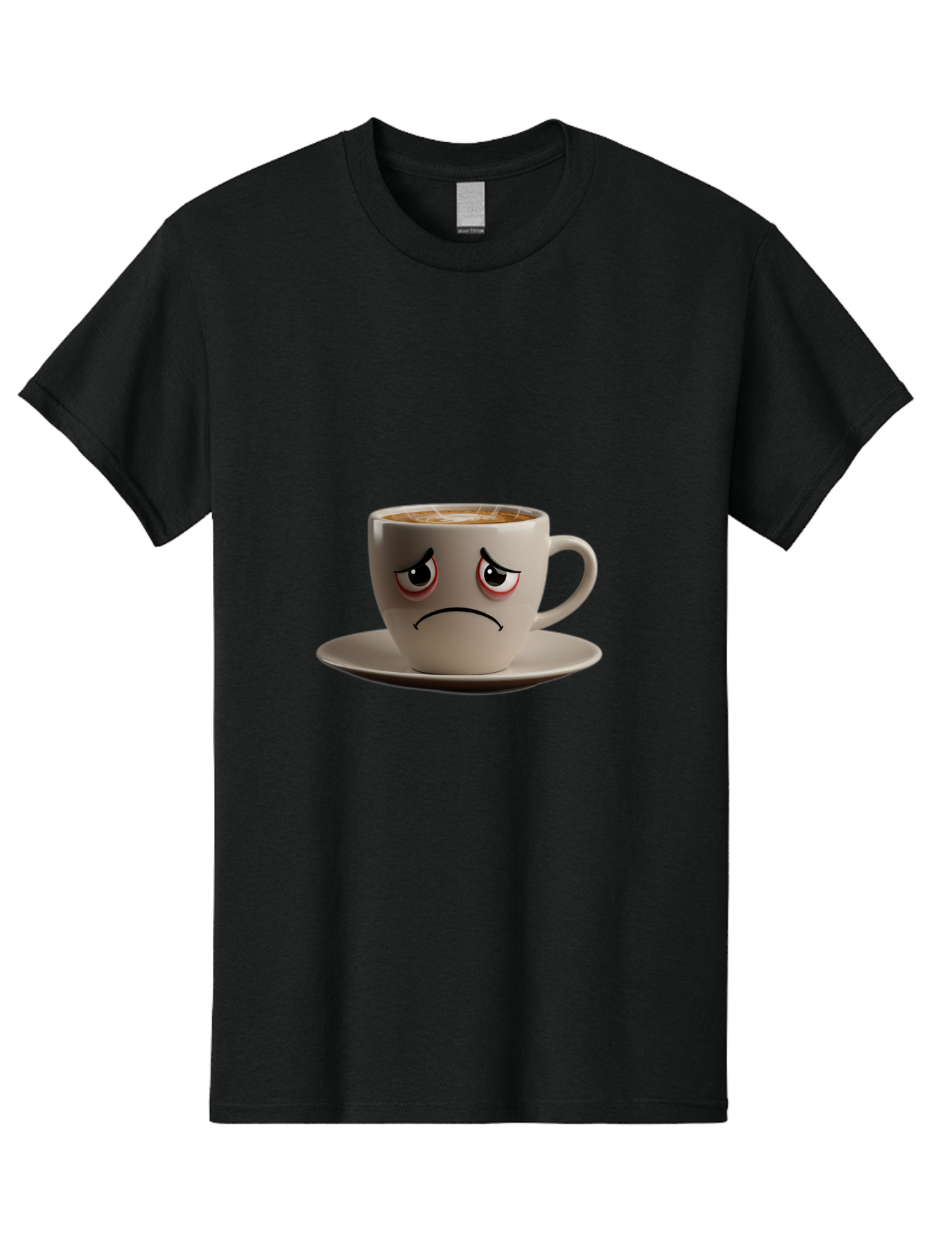 Angry-Coffee-Cup-3 Men'S Graphic Tee, 100% Cotton, Comfortable Casual Summer Wear, Machine Washable, Coffee Cup With Angry Face, Latte Art, Frowning Coffee, Displeased Beverage, Humorous Coffee Design, Emotive Coffee Cup, Coffee With Attitude, Bae352