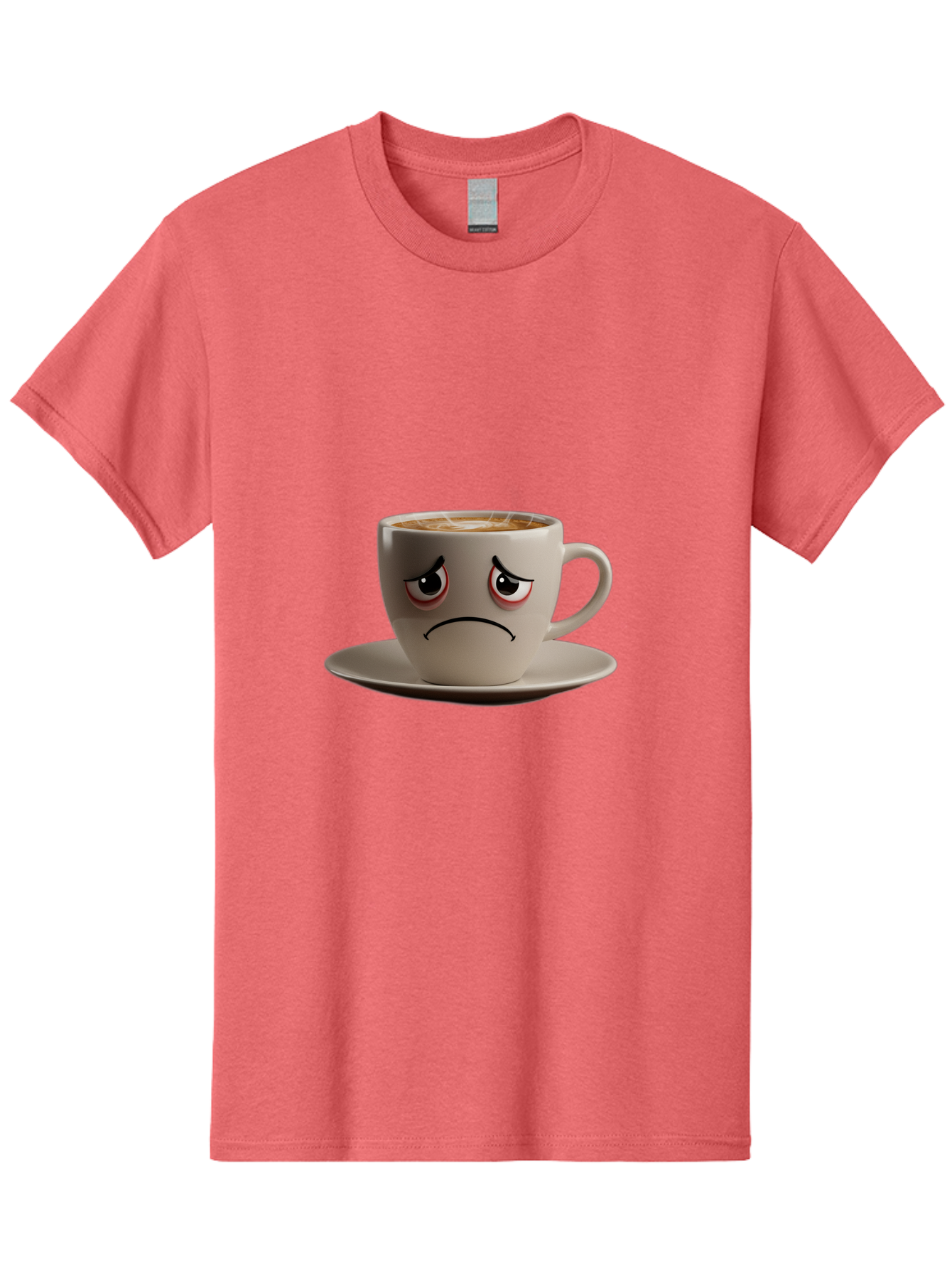 Angry-Coffee-Cup-3 Men'S Graphic Tee, 100% Cotton, Comfortable Casual Summer Wear, Machine Washable, Coffee Cup With Angry Face, Latte Art, Frowning Coffee, Displeased Beverage, Humorous Coffee Design, Emotive Coffee Cup, Coffee With Attitude, Bae352