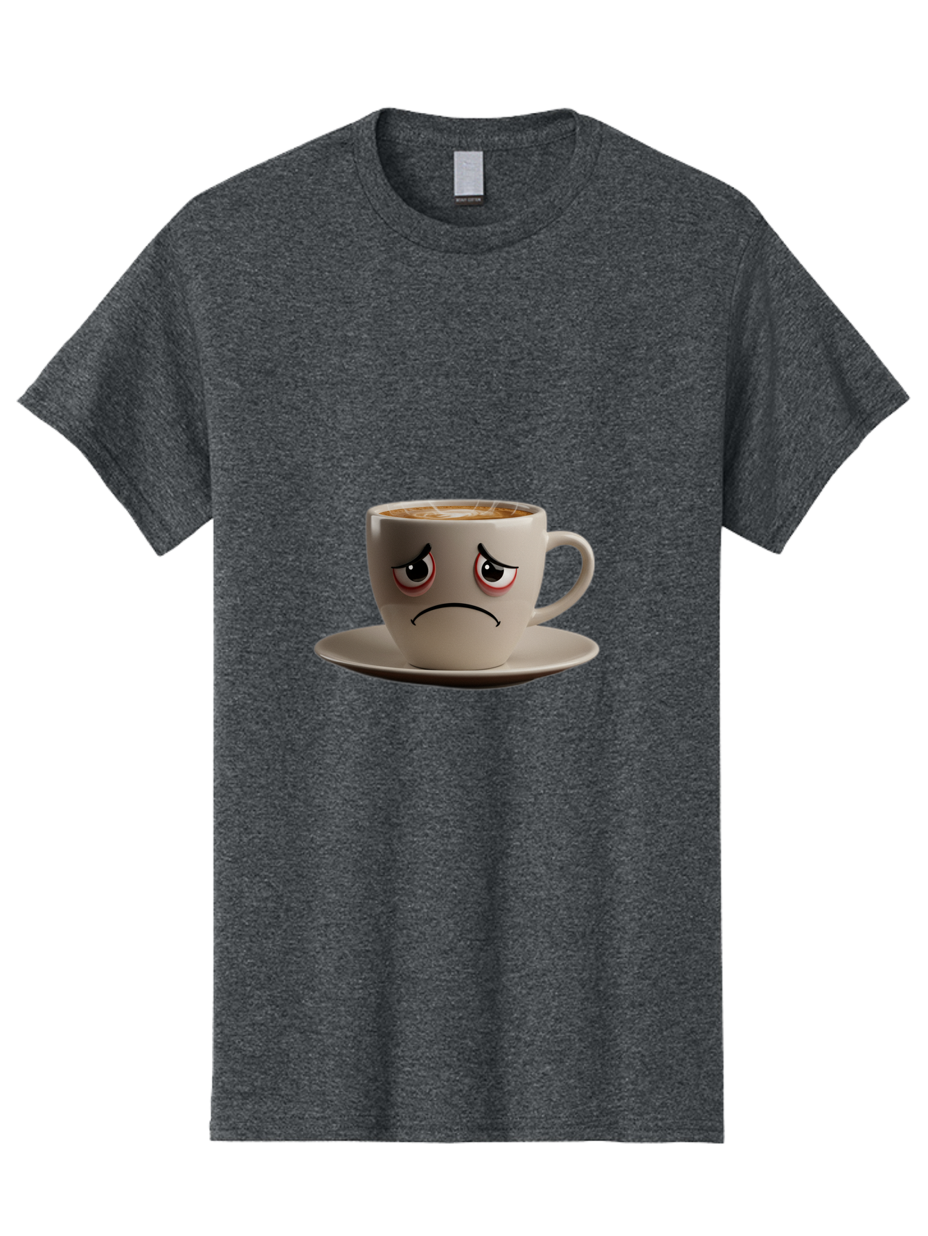 Angry-Coffee-Cup-3 Men'S Graphic Tee, 100% Cotton, Comfortable Casual Summer Wear, Machine Washable, Coffee Cup With Angry Face, Latte Art, Frowning Coffee, Displeased Beverage, Humorous Coffee Design, Emotive Coffee Cup, Coffee With Attitude, Bae352