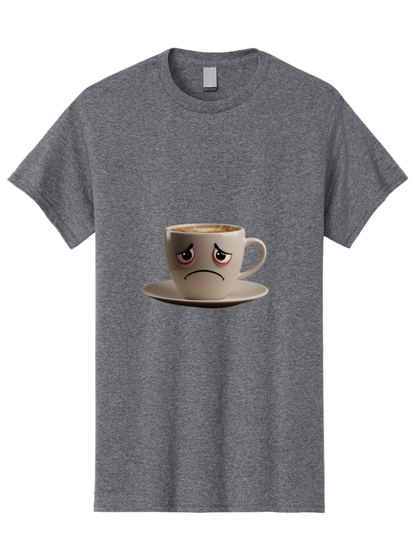 Angry-Coffee-Cup-3 Men'S Graphic Tee, 100% Cotton, Comfortable Casual Summer Wear, Machine Washable, Coffee Cup With Angry Face, Latte Art, Frowning Coffee, Displeased Beverage, Humorous Coffee Design, Emotive Coffee Cup, Coffee With Attitude, Bae352
