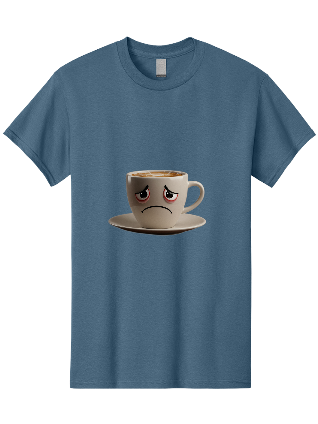 Angry-Coffee-Cup-3 Men'S Graphic Tee, 100% Cotton, Comfortable Casual Summer Wear, Machine Washable, Coffee Cup With Angry Face, Latte Art, Frowning Coffee, Displeased Beverage, Humorous Coffee Design, Emotive Coffee Cup, Coffee With Attitude, Bae352