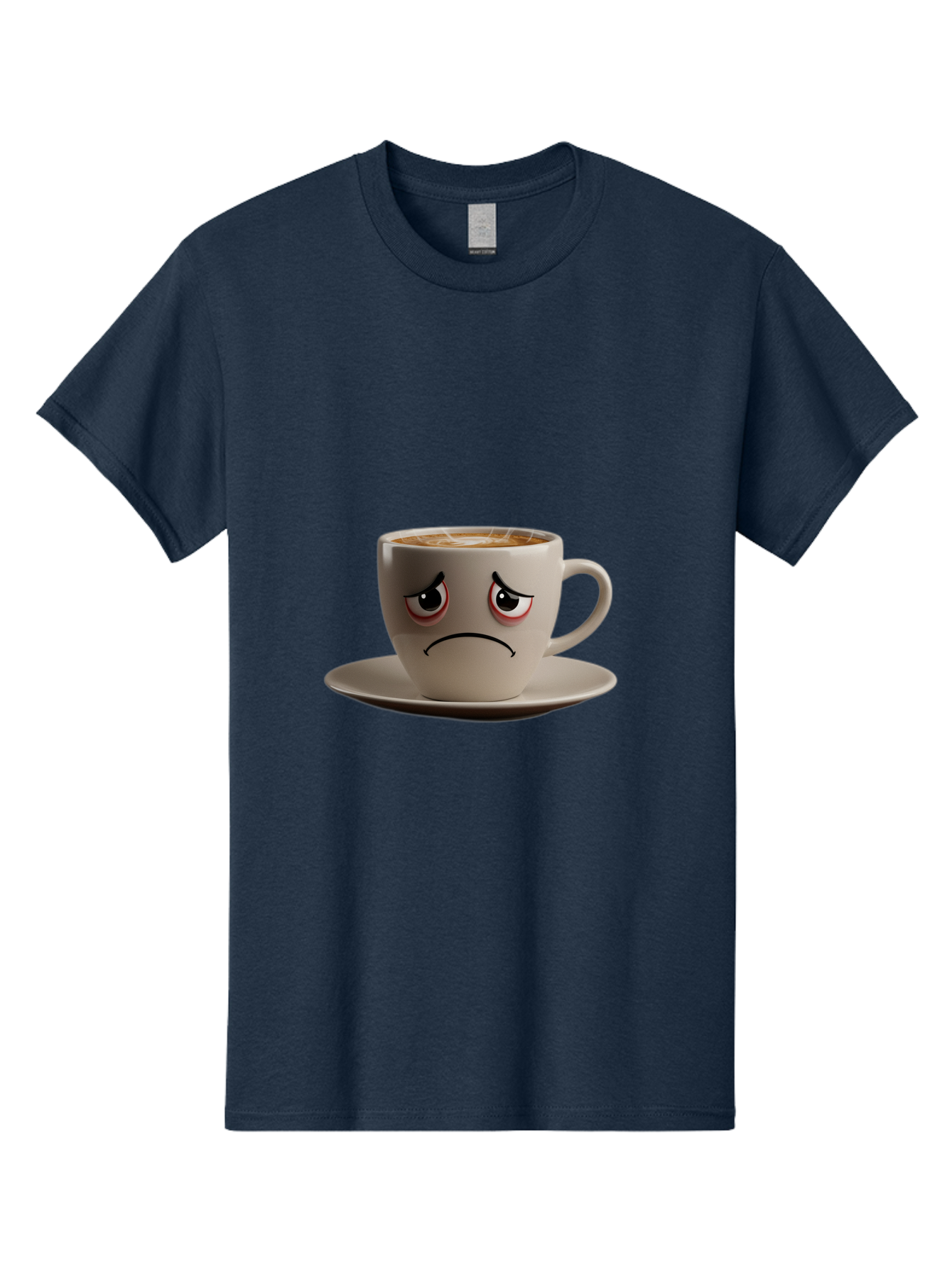 Angry-Coffee-Cup-3 Men'S Graphic Tee, 100% Cotton, Comfortable Casual Summer Wear, Machine Washable, Coffee Cup With Angry Face, Latte Art, Frowning Coffee, Displeased Beverage, Humorous Coffee Design, Emotive Coffee Cup, Coffee With Attitude, Bae352