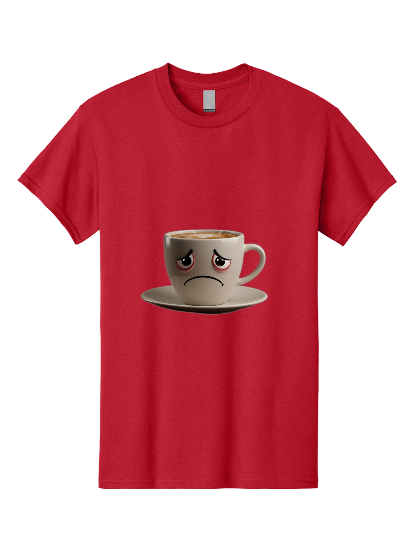 Angry-Coffee-Cup-3 Men'S Graphic Tee, 100% Cotton, Comfortable Casual Summer Wear, Machine Washable, Coffee Cup With Angry Face, Latte Art, Frowning Coffee, Displeased Beverage, Humorous Coffee Design, Emotive Coffee Cup, Coffee With Attitude, Bae352