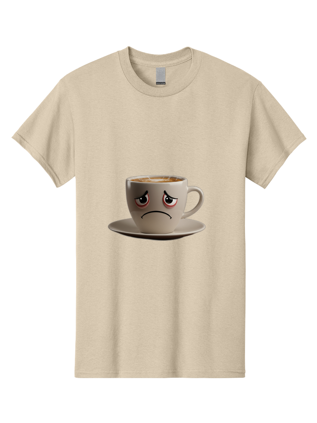 Angry-Coffee-Cup-3 Men'S Graphic Tee, 100% Cotton, Comfortable Casual Summer Wear, Machine Washable, Coffee Cup With Angry Face, Latte Art, Frowning Coffee, Displeased Beverage, Humorous Coffee Design, Emotive Coffee Cup, Coffee With Attitude, Bae352
