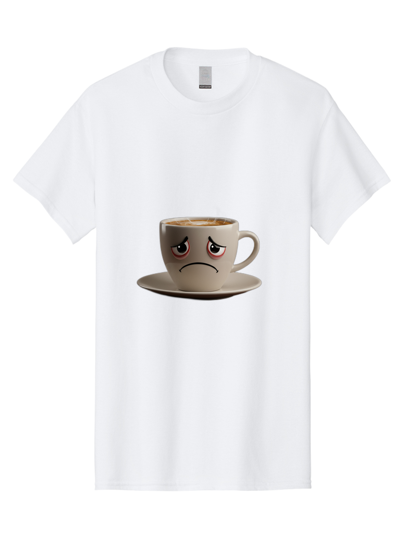 Angry-Coffee-Cup-3 Men'S Graphic Tee, 100% Cotton, Comfortable Casual Summer Wear, Machine Washable, Coffee Cup With Angry Face, Latte Art, Frowning Coffee, Displeased Beverage, Humorous Coffee Design, Emotive Coffee Cup, Coffee With Attitude, Bae352