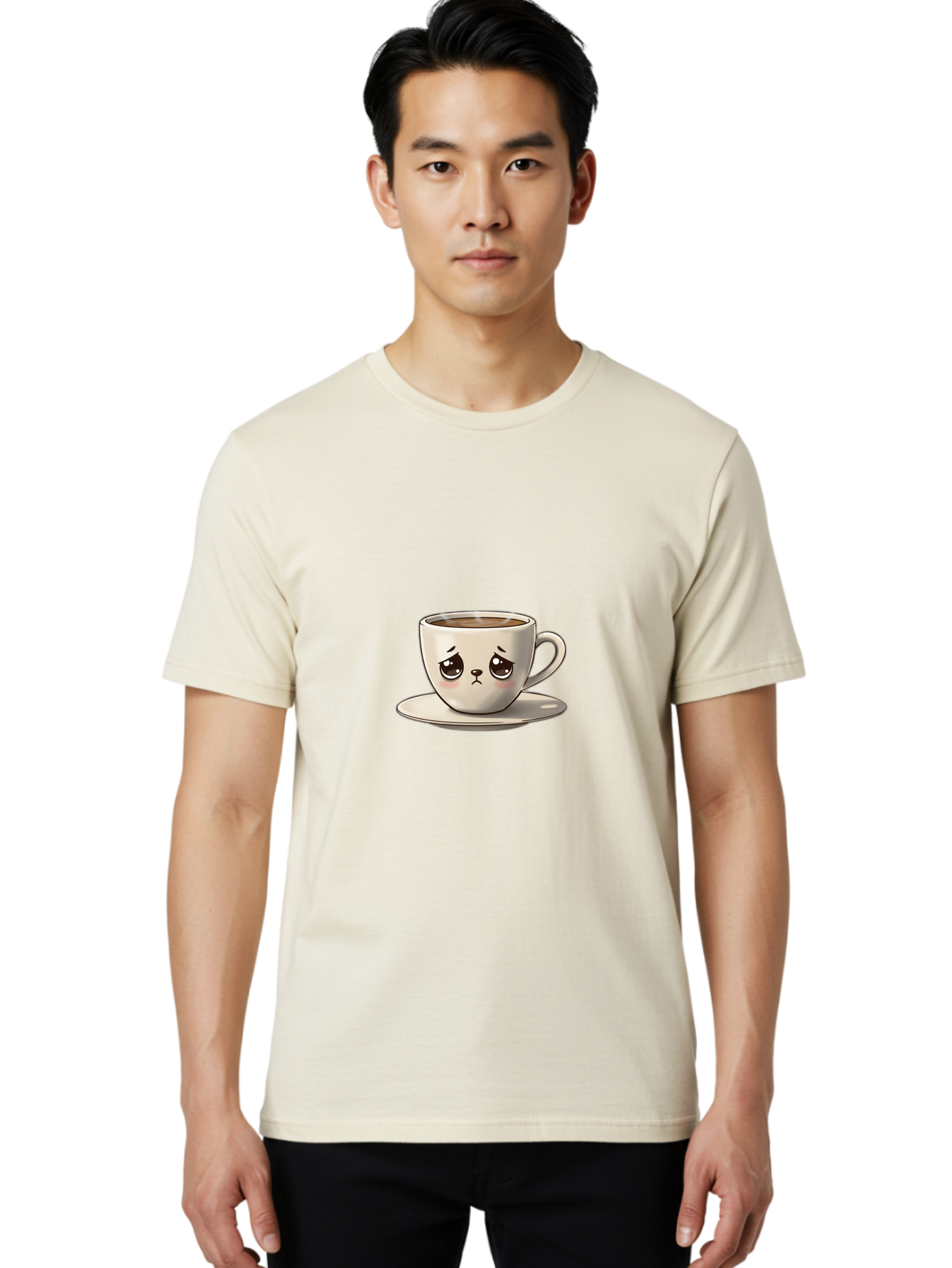 Angry-Coffee-Cup Men'S Graphic Tee, 100% Cotton, Comfortable Casual Summer Wear, Machine Washable, Angry Coffee Cup, Cartoon Character, Coffee Break, Morning Routine, Cafe Culture, Beverage, Caffeine, Humor, Kawaii Bae353