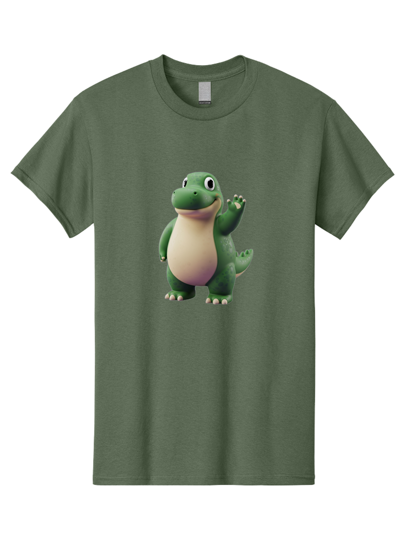 Arlo Men'S Graphic Tee, 100% Cotton, Comfortable Casual Summer Wear, Machine Washable, Cartoon Alligator, Friendly Alligator, Green Alligator, Waving Alligator, Cute Reptile, Animated Character, Smiling Creature, Children'S Character, Bae356
