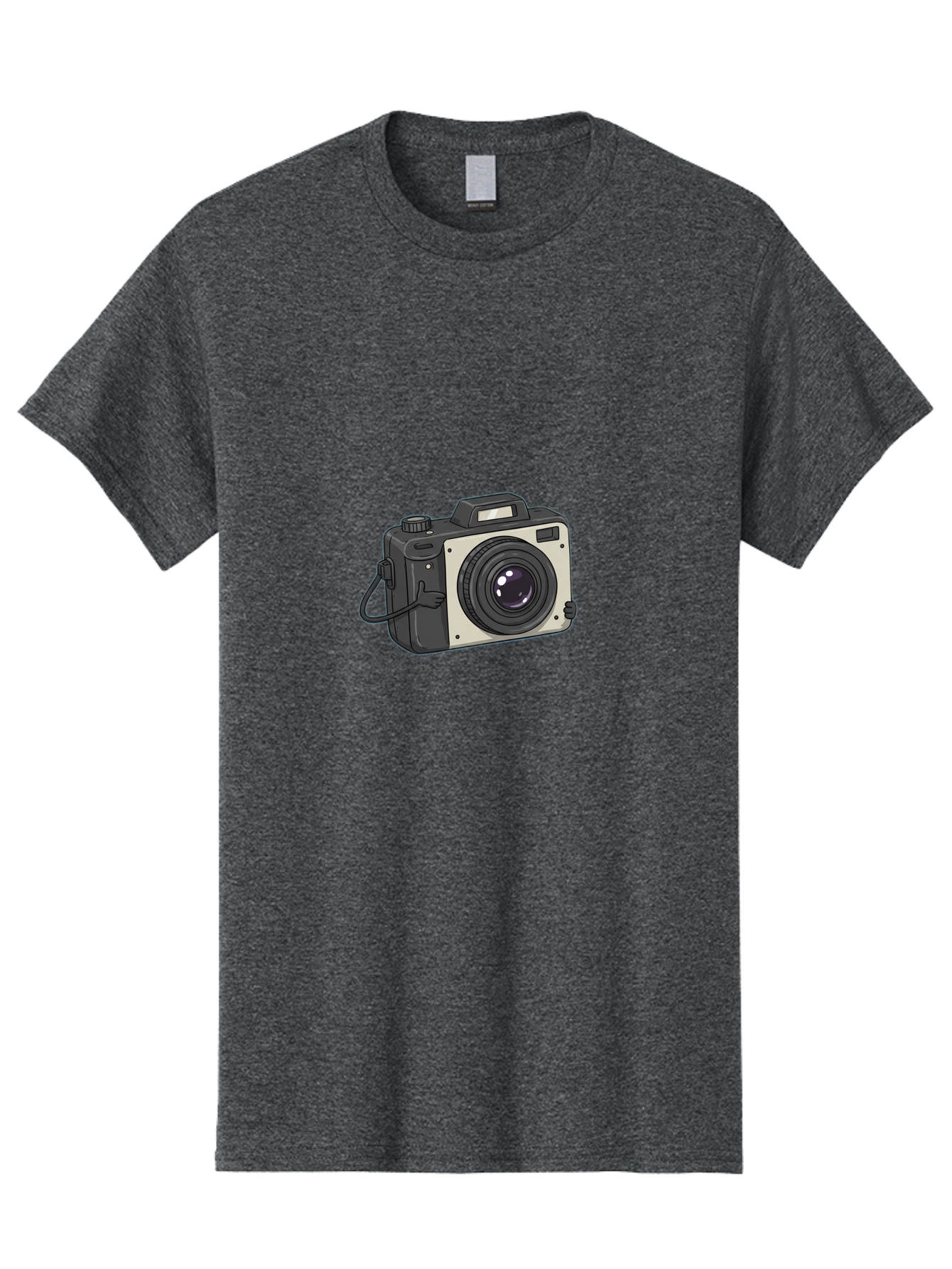Camera-1 Men'S Graphic Tee, 100% Cotton, Comfortable Casual Summer Wear, Machine Washable, Illustrated Camera, Photography Equipment, Camera Lens, Black And Silver, Camera Strap, Digital Camera, Photography Gear, Camera Illustration Bae366