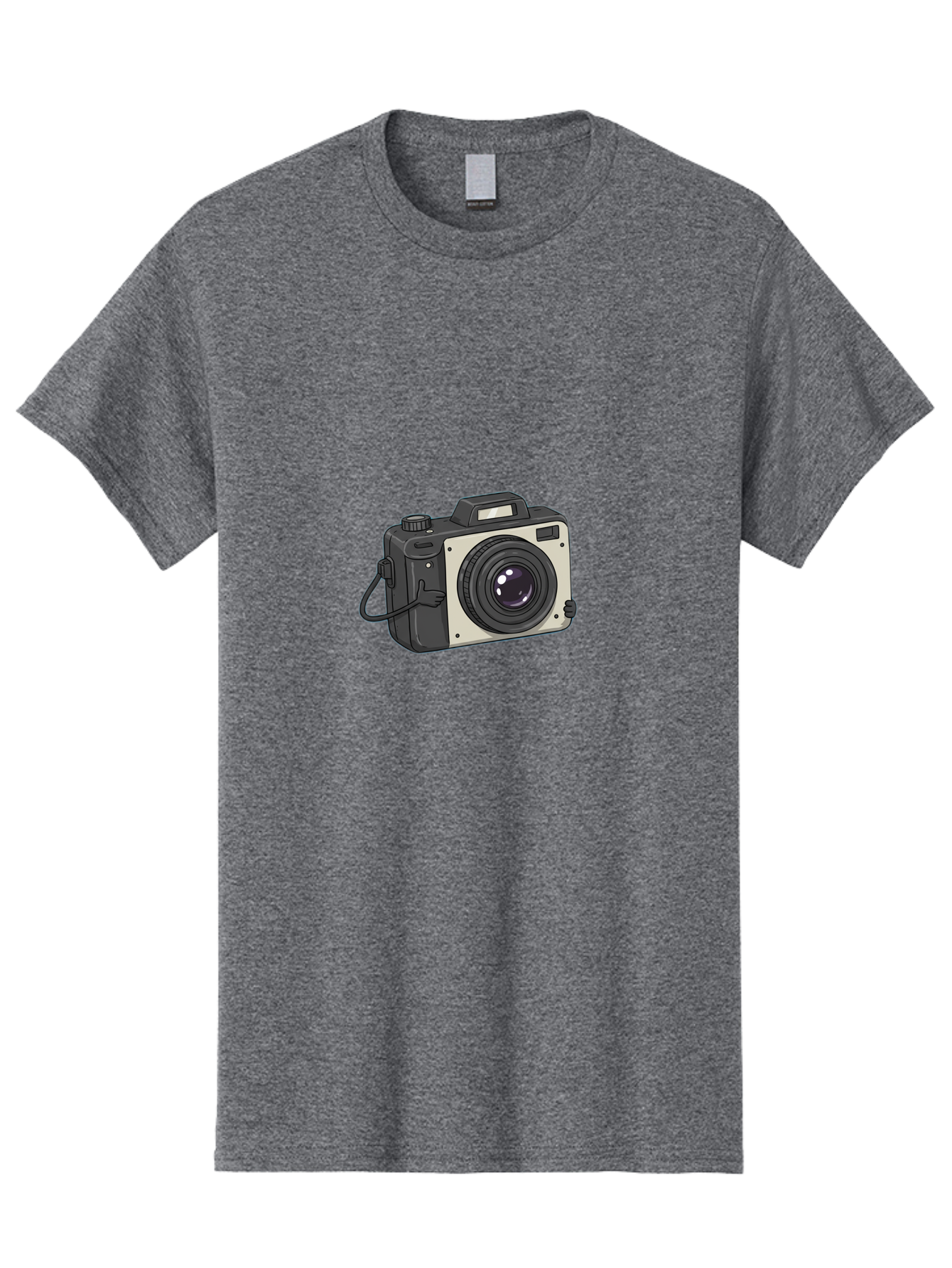 Camera-1 Men'S Graphic Tee, 100% Cotton, Comfortable Casual Summer Wear, Machine Washable, Illustrated Camera, Photography Equipment, Camera Lens, Black And Silver, Camera Strap, Digital Camera, Photography Gear, Camera Illustration Bae366