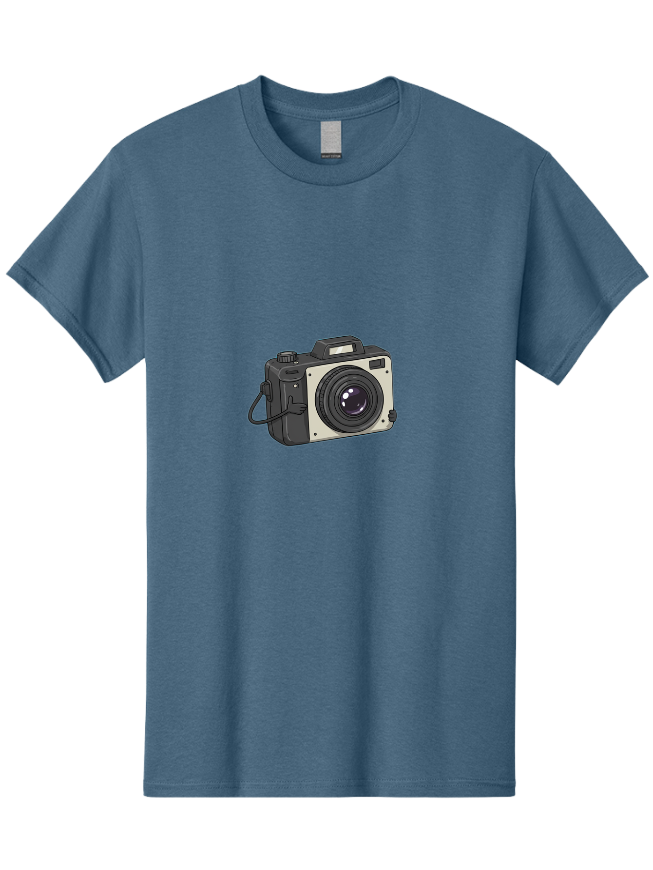 Camera-1 Men'S Graphic Tee, 100% Cotton, Comfortable Casual Summer Wear, Machine Washable, Illustrated Camera, Photography Equipment, Camera Lens, Black And Silver, Camera Strap, Digital Camera, Photography Gear, Camera Illustration Bae366