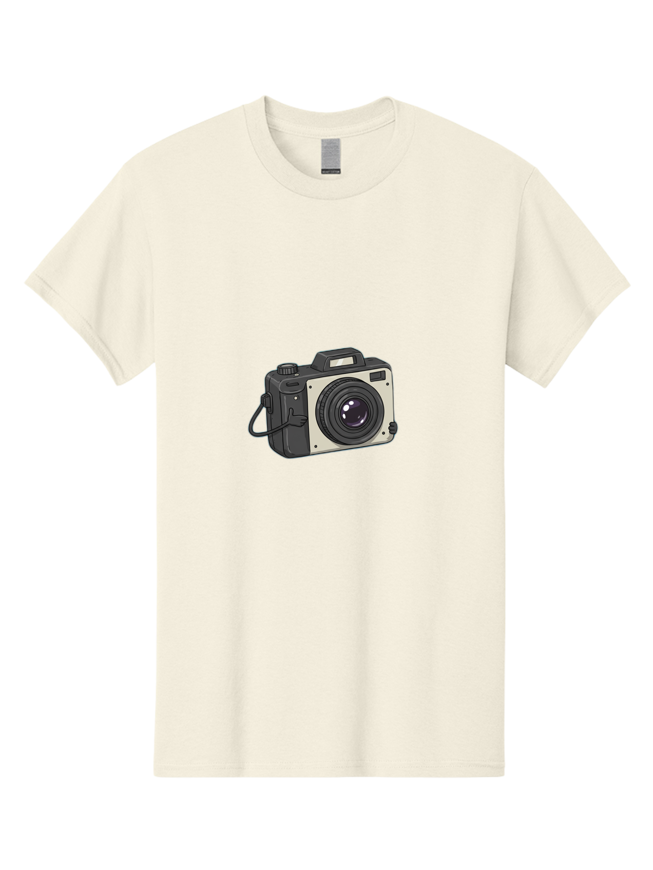 Camera-1 Men'S Graphic Tee, 100% Cotton, Comfortable Casual Summer Wear, Machine Washable, Illustrated Camera, Photography Equipment, Camera Lens, Black And Silver, Camera Strap, Digital Camera, Photography Gear, Camera Illustration Bae366
